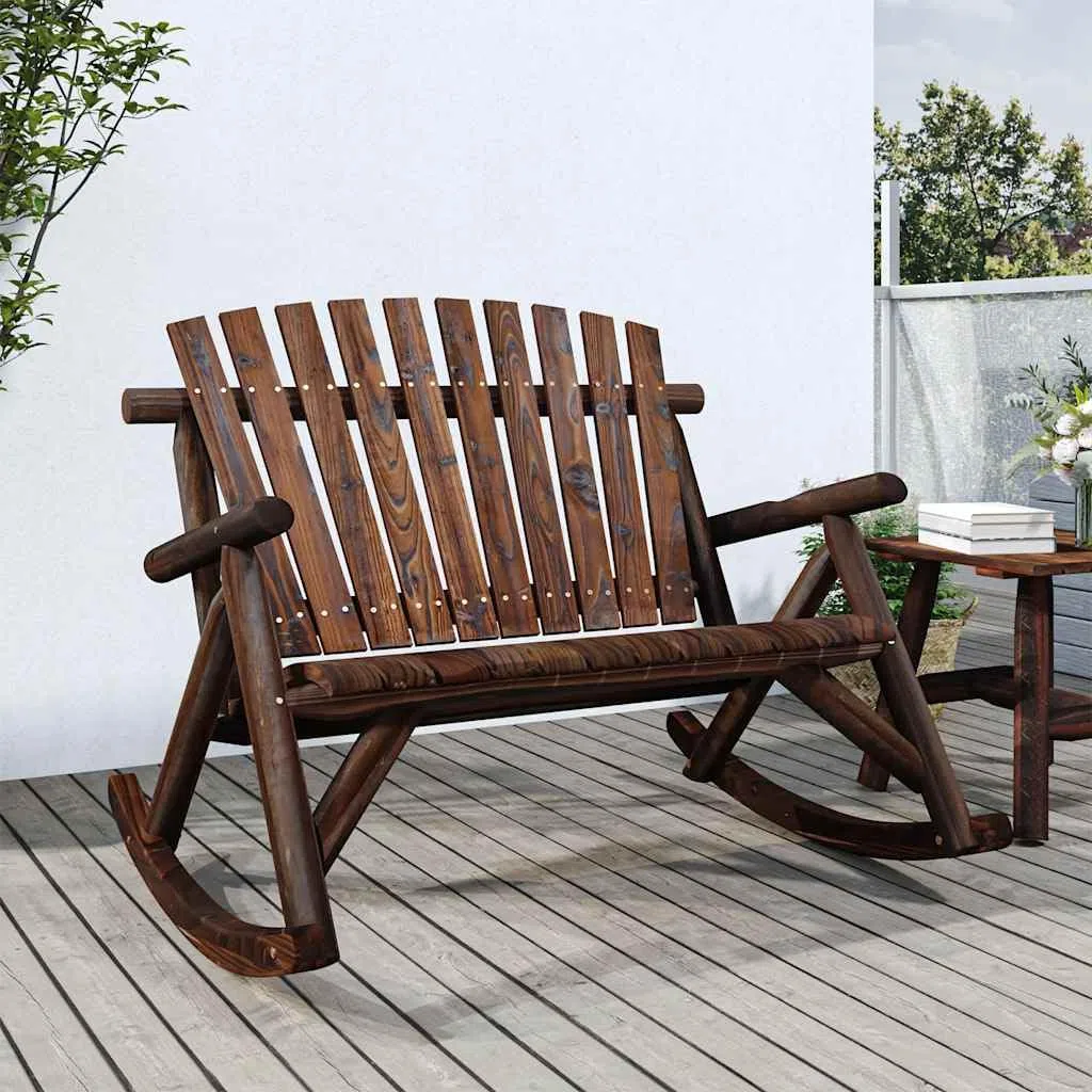 vidaXL Banco Mecedora de jardín de 2 plazas Madera Abeto 123x96x102 cm, Banco Mecedora de Madera, Banco Mecedora de Exterior, Banco Mecedora Porche