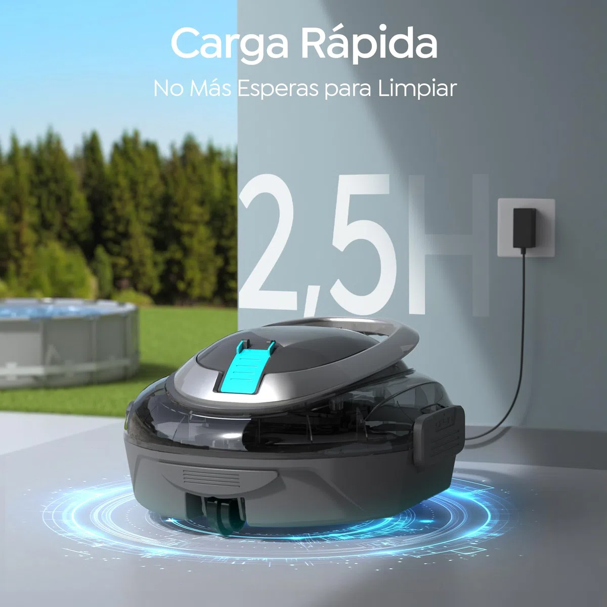 (2026 S2 Robot Piscina, Aspirador Inalámbrico, Doble Filtración, Doble Motor, 90min Limpieza, Autoaparcable, Ideal para Piscinas de Fondo Poco Profundo(Gris)