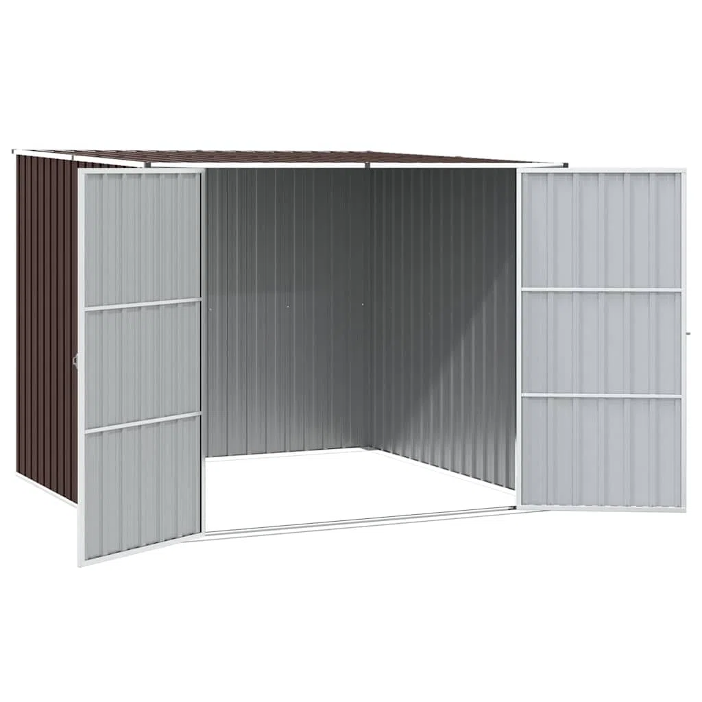 vidaXL Cobertizo de Jardín Paito Casata Casetilla Almacenamiento de Herramienta Almacenaje Exterior Acero Galvanizado Marrón 195x198x159 cm