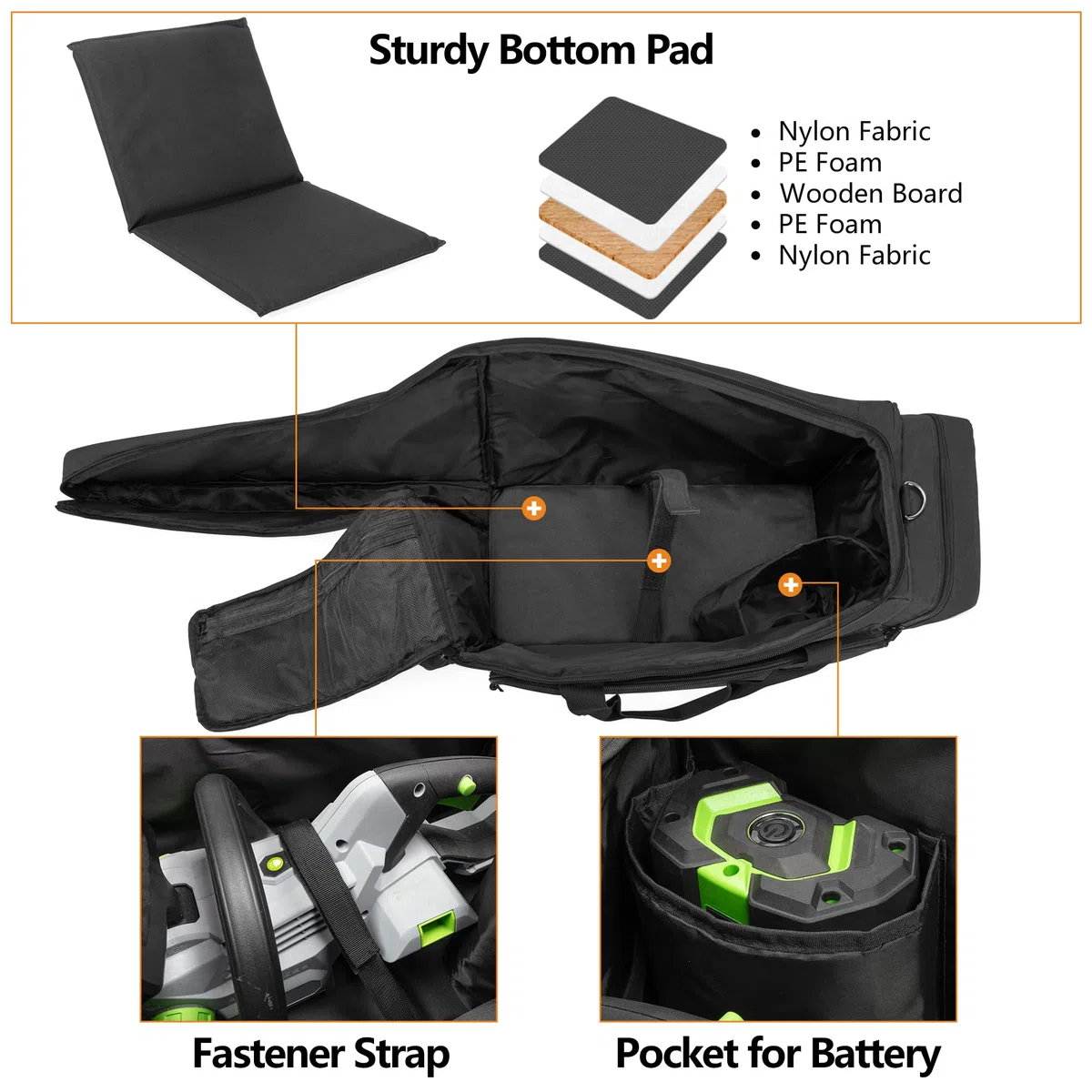 SAMDEW Estuche para Motosierra Compatible con EGO 35 y 40 y 45cm Motosierra Eléctrica, Bolsa de Almacenamiento Apto para 14/16/18 Pulgadas Cable y Accesorios (Solo Bolsa)