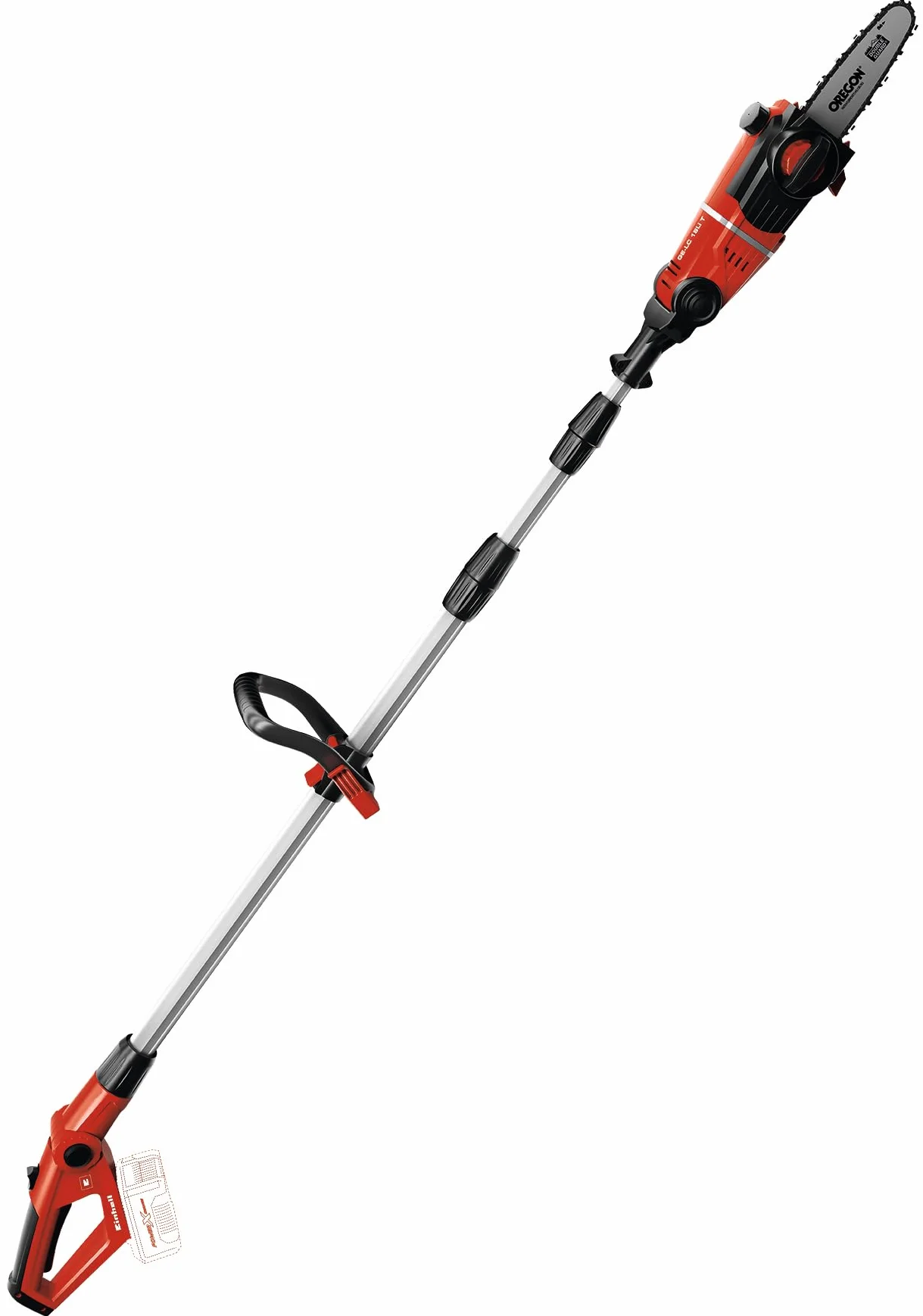 Einhell Sierra de pértiga a batería - GE-LC 18 Li T-Solo, Mango telescópico y Auxiliar, Espada y Cadena Oregon, Sin batería Intercambiable ni Cargador