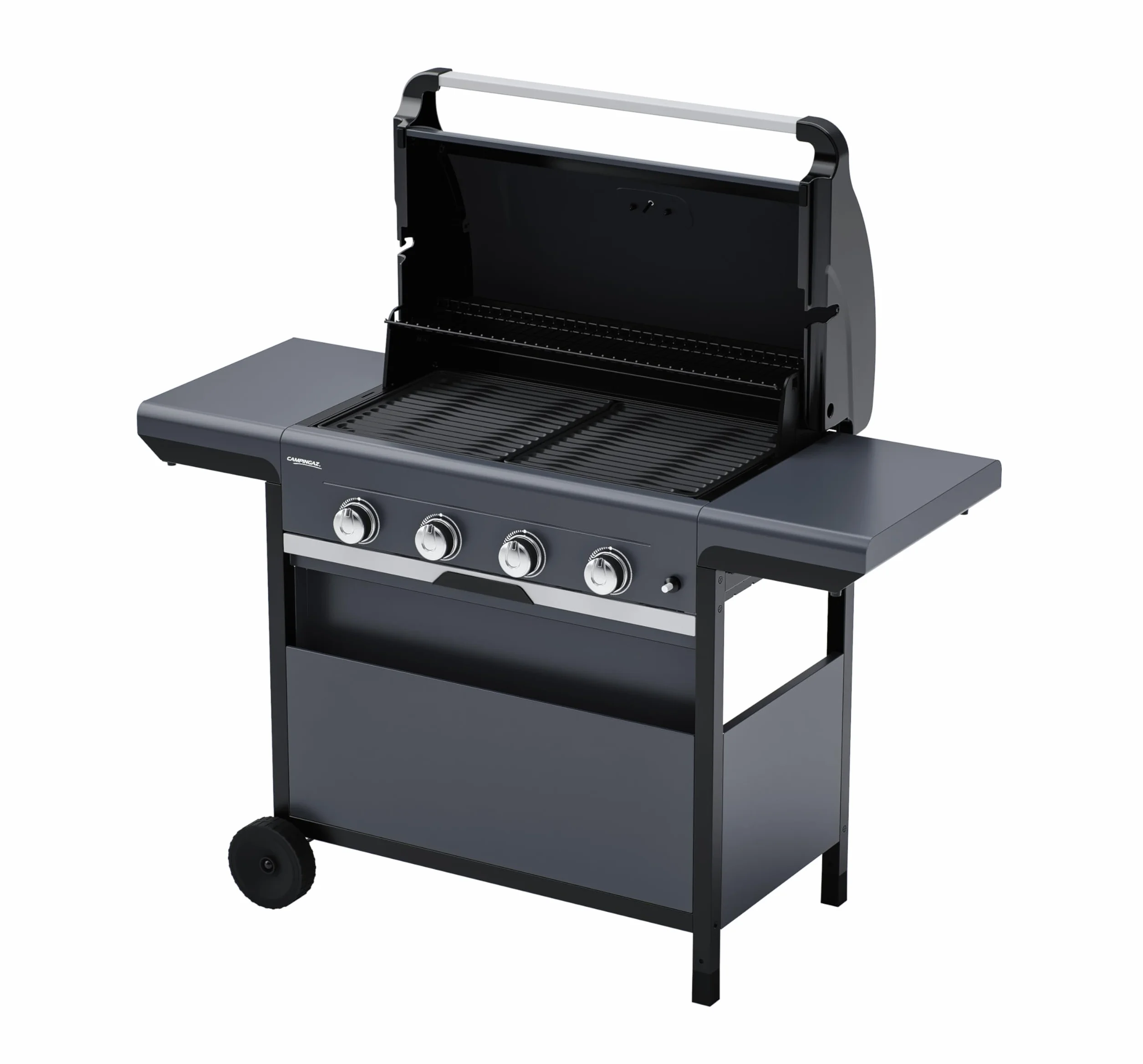 Campingaz Class 4 L Select Gas Barbecue | Barbacoa con Plancha, Carro, Ruedas y Tapa con Termómetro – 4 Quemadores | 12 kW Total, Negro