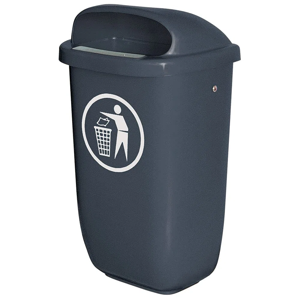BRB - Cubo de basura para exteriores (50 L, conforme a DIN 30713), color gris