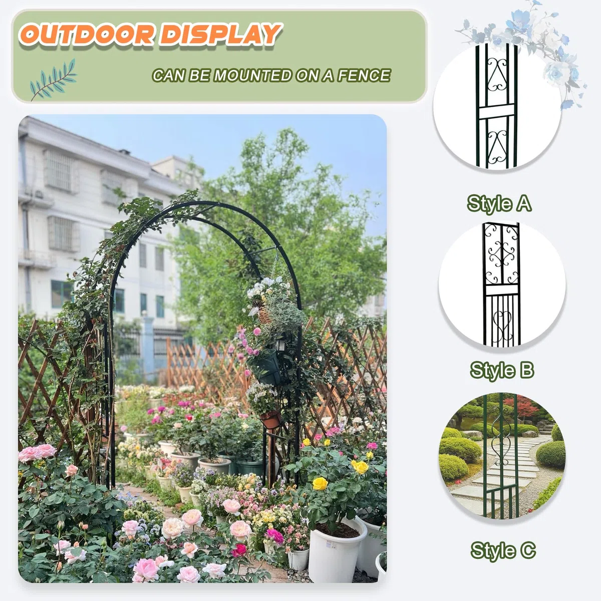 Arco de Rosa,260x230cm Arco Metálico de Jardín,Estructura Resistente a la Intemperie,Ideal para Jardín,Boda y Decoración Exterior(L260xW40xH230cm) Bronce-B