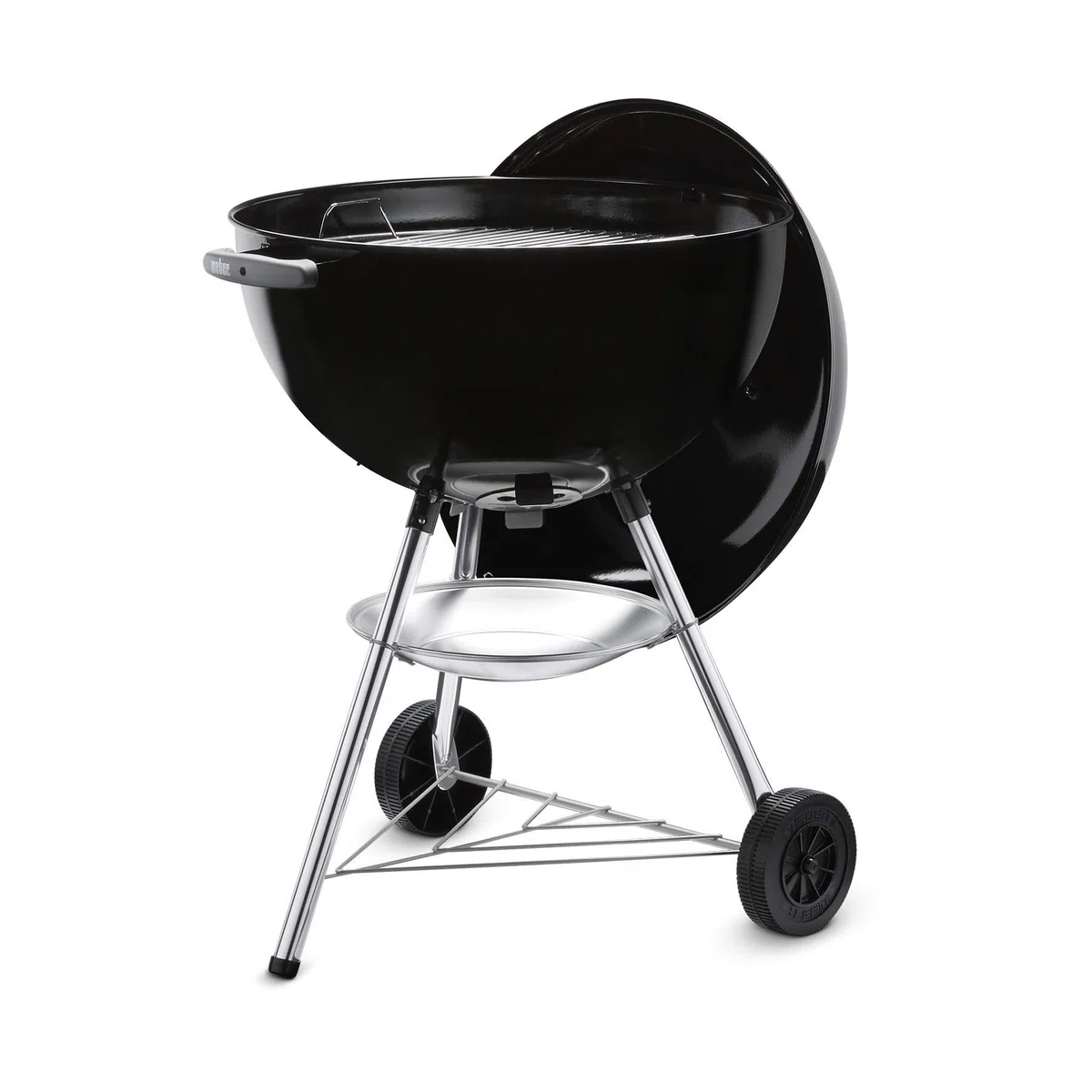 Weber Bar-B-Kettle Barbacoa de carbón, superficie de la parrilla de Ø 57 cm, barbacoa con tapa y cuba esmaltadas en porcelana, soporte de tres patas y ruedas, rejilla cromada - Negro (1331053)
