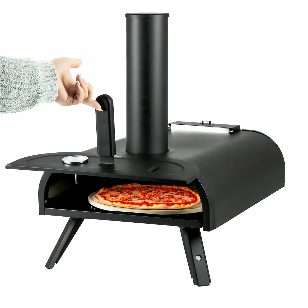 Jocca - Horno para Pizza de Pellet hasta 450º| Horno de Pellets para Pizzas Portátil| Horno Versátil para Pizzas, Carnes, Pescados, Verduras| Mini Horno| 33cm
