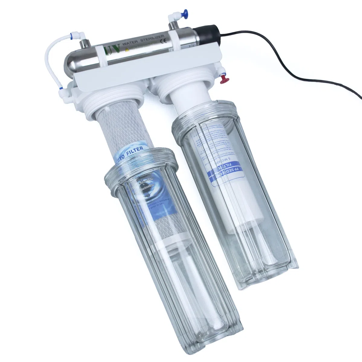 Filtro de agua lámpara UV 3 estadios triple sistema de filtración purificador agua lámpara de 6 W ultratravesoleta cartuchos de carbono activo esterilizador