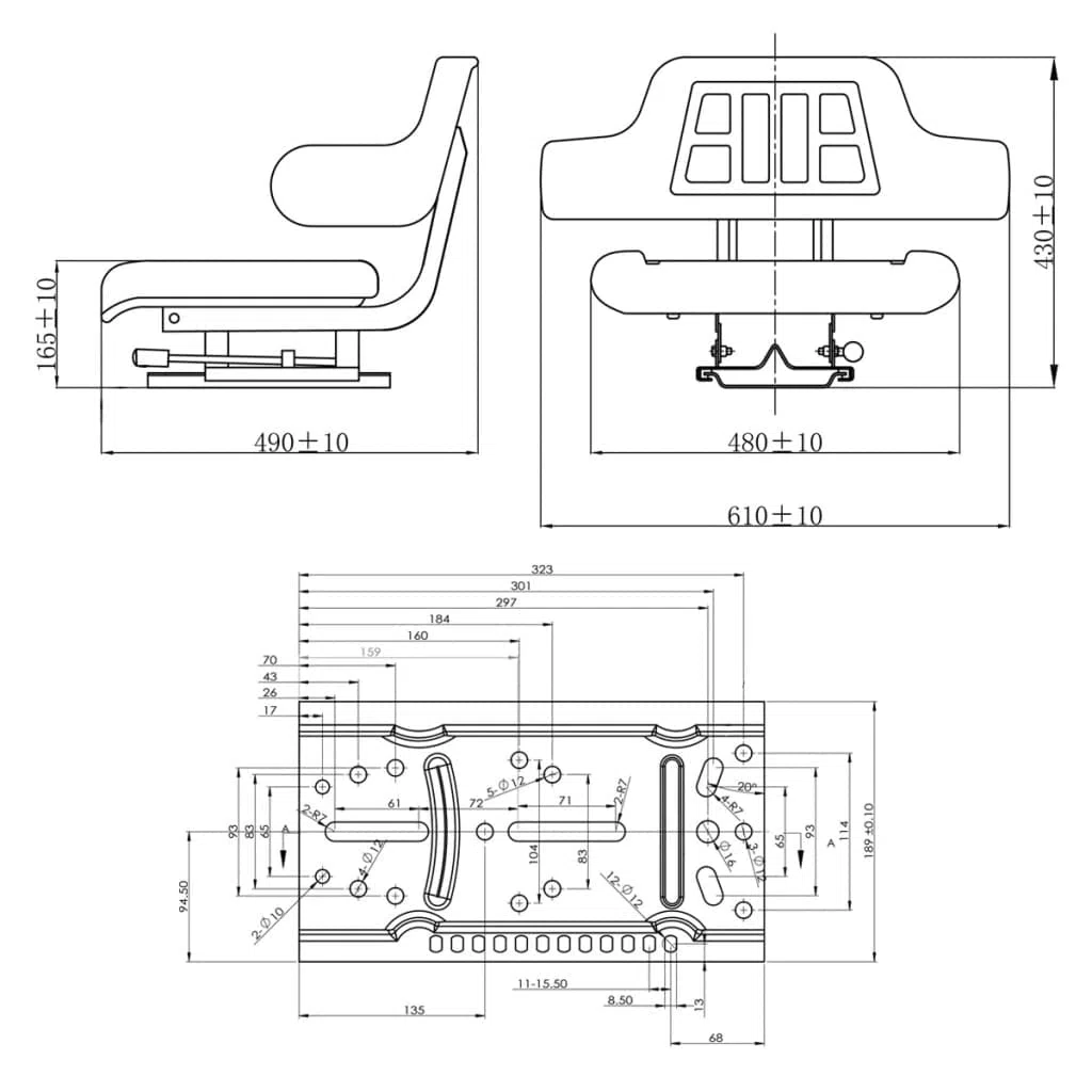 vidaXL Asiento de Tractor con Apoyabrazos Respaldo Asiento Conductor Tractor