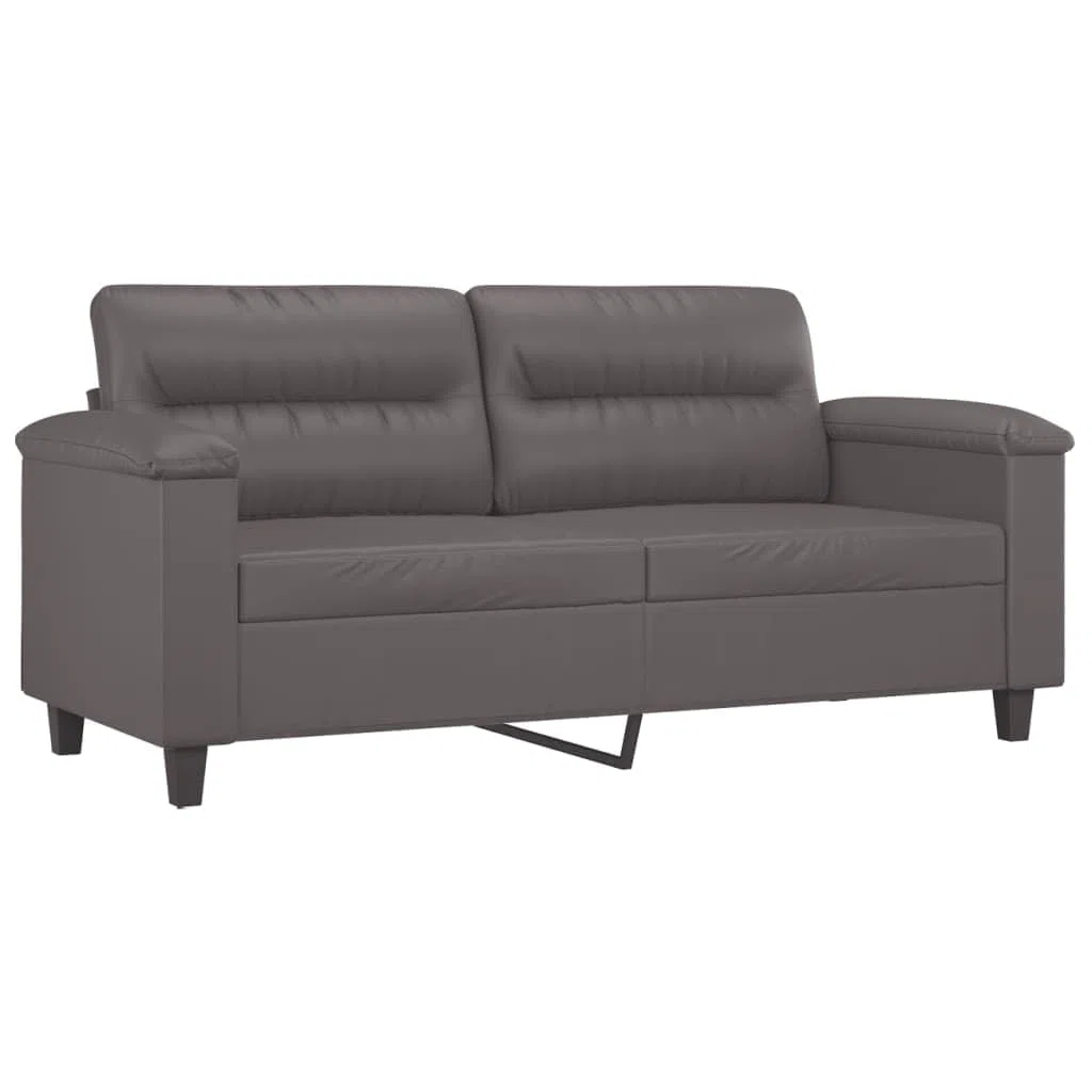 vidaXL Sofá de 2 Plazas, Sofá con Reposabrazos Respaldo, Sofá Biplaza Tapizado, Mueble Asiento para Salón Dormitorio, Cuero Sintético Gris