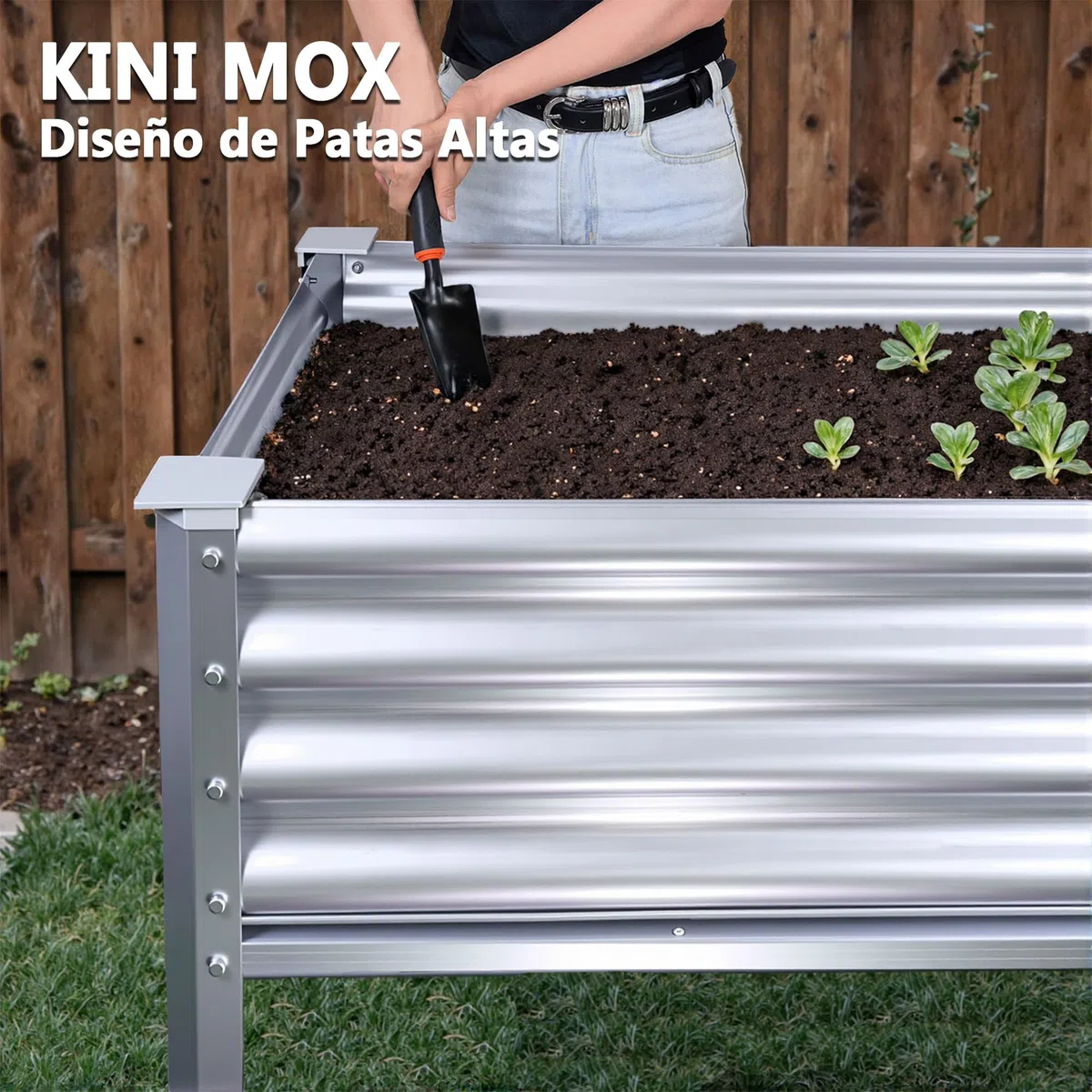 Cama elevada de jardín con patas galvanizadas, cajas elevadas para exteriores, para verduras, flores, hierbas, balcón, patio trasero (120 x 60 x 80 cm, metal)