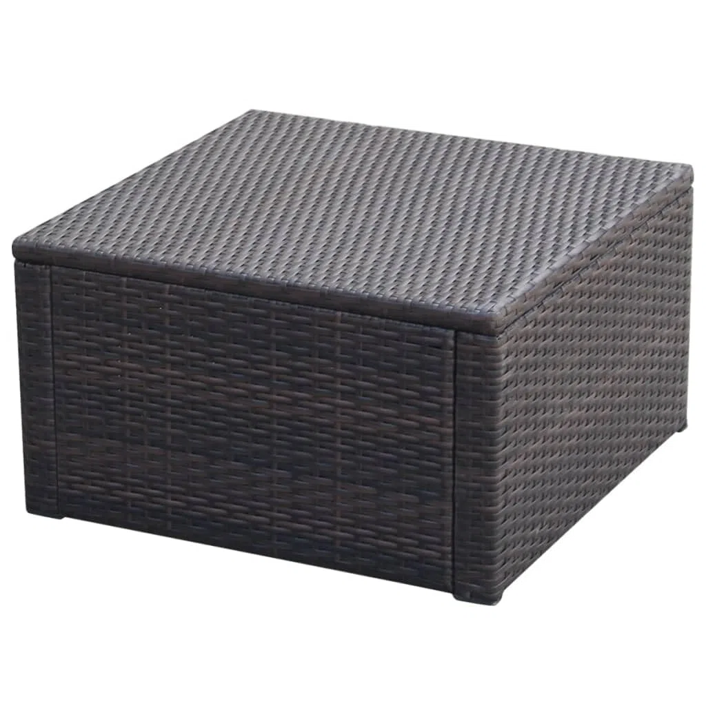 vidaXL Taburete Otomana de Jardín Asiento Reposapiés Patio Muebles Terraza Exterior Silla Aire Libre Poli Ratán Sintético Marrón Material Tipo Mimbre