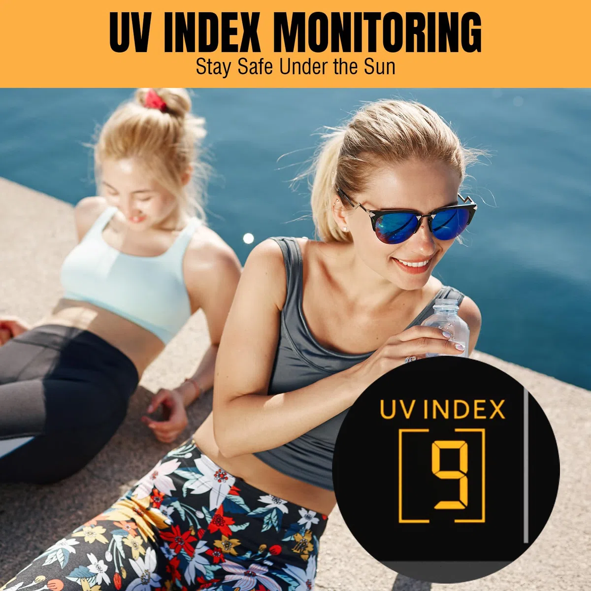 Raddy UV-6 Estación Meteorológica Profesional con Pantalla VA de 6" y Sensor Exterior, Termohigrómetro Inalámbrico Interior/Exterior, Reloj Atómico, Índice UV y Luz, Anemómetro, Pluviómetro