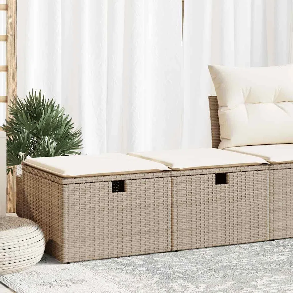vidaXL Set sofás jardín y Cojines 2 pzas ratán sintético Acacia Beige, Juego de sofás de Exterior, Juego de salón de jardín, Juego de sofás de ratán sintético