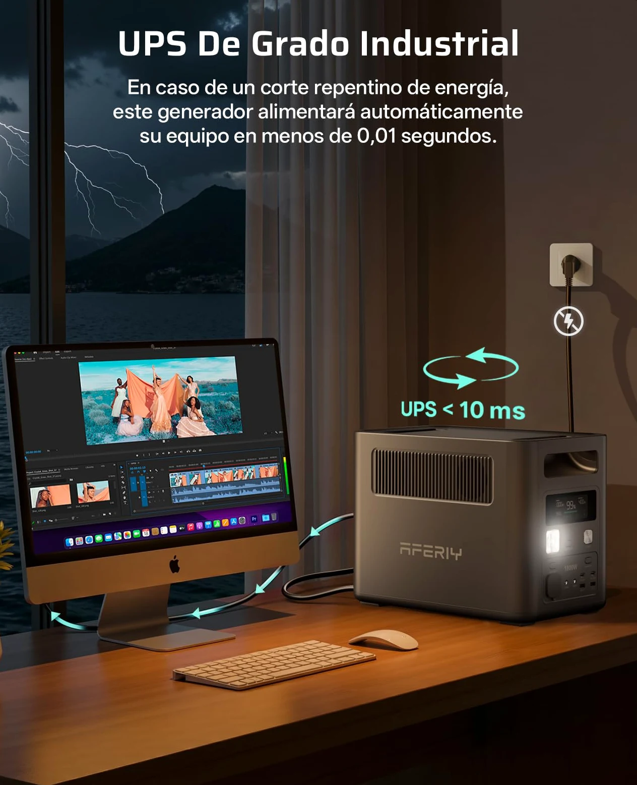 AFERIY Estación de Energía Portátil 1800W, 1024Wh LiFePO4,9 Salidas, Carga Rápida de 1H, SAI <10 ms, Generador Solar para Hogar/Caravanasa/Campada - 2026 Nuevo