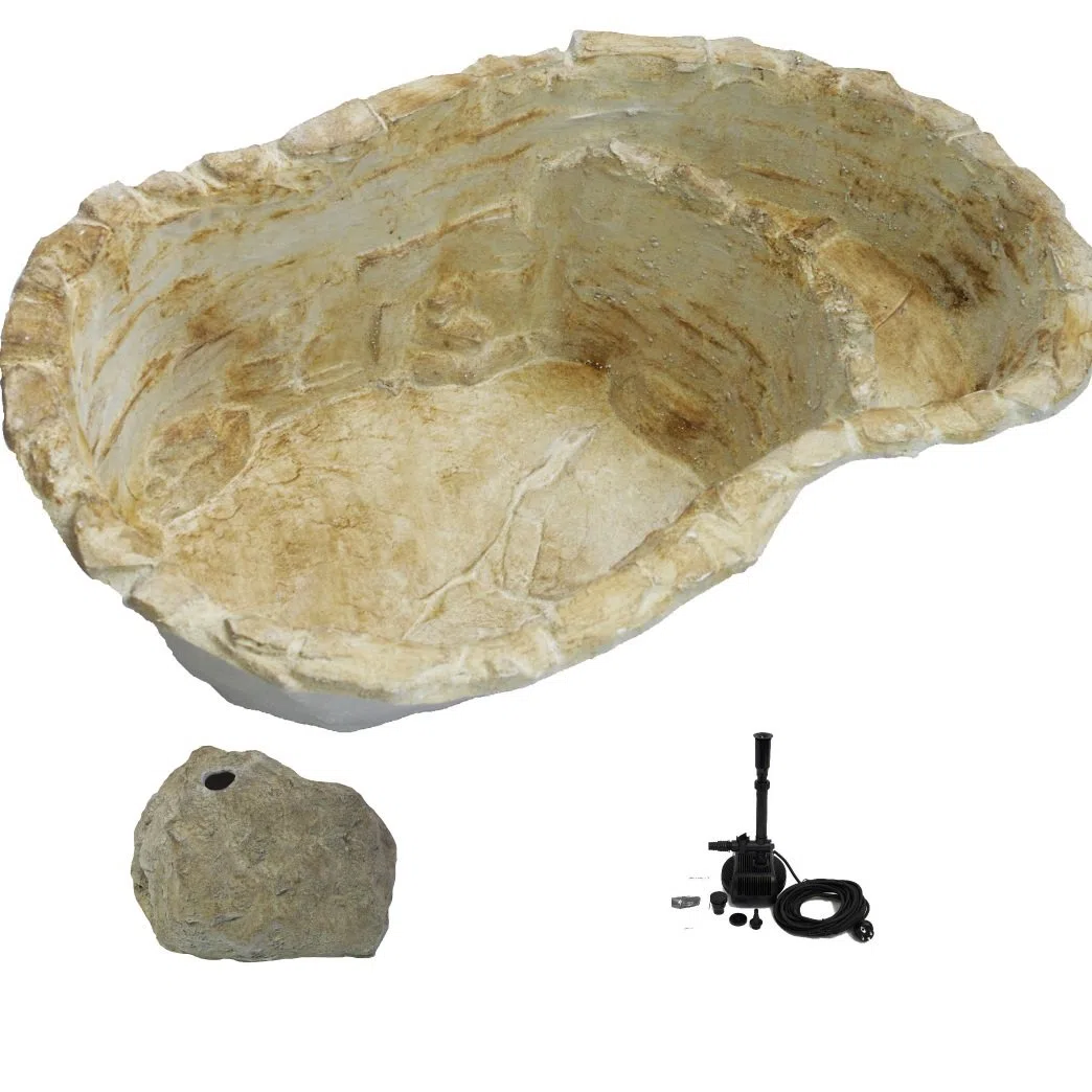 Estanque de jardín Decorativo (Fulda, 3 Piezas, 112 x 70 x 31 cm, 100 L), Color marrón y Beige