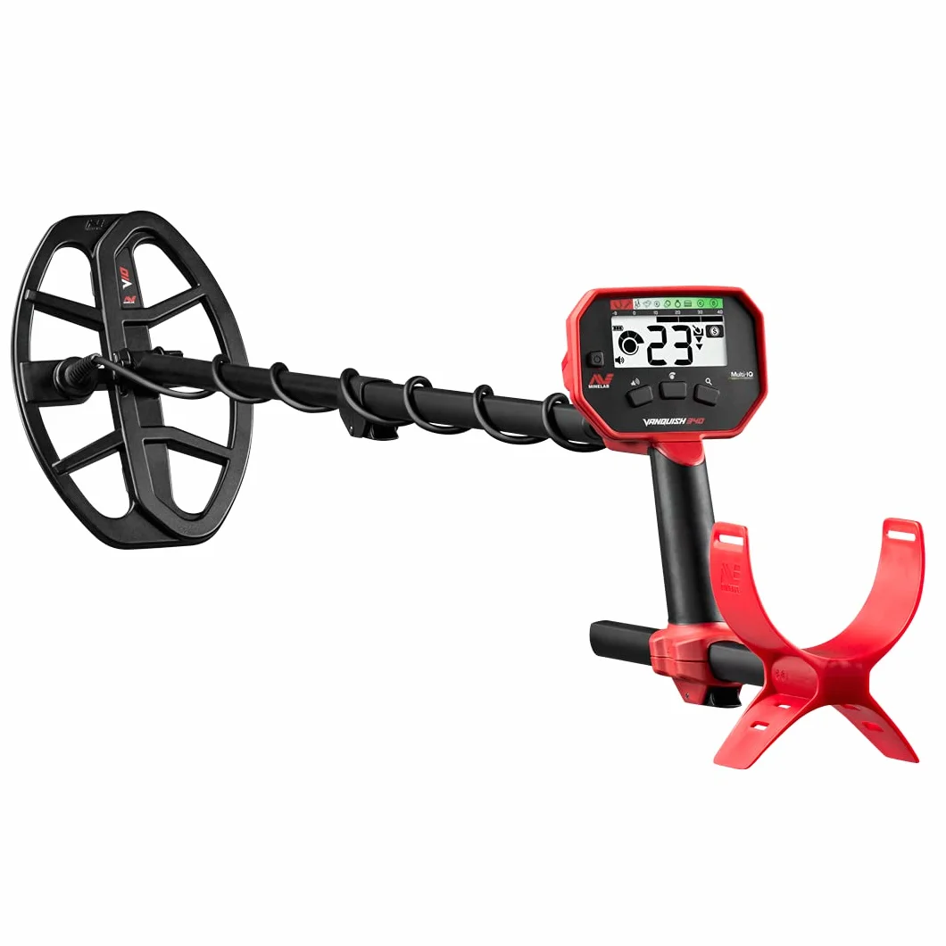 Detector de Metales Minelab Vanquish 340 Multifrecuencia Auto-Selector para Adultos con Bobina V10 10 "x7 Doble-D Impermeable (3 Modos de Detección)