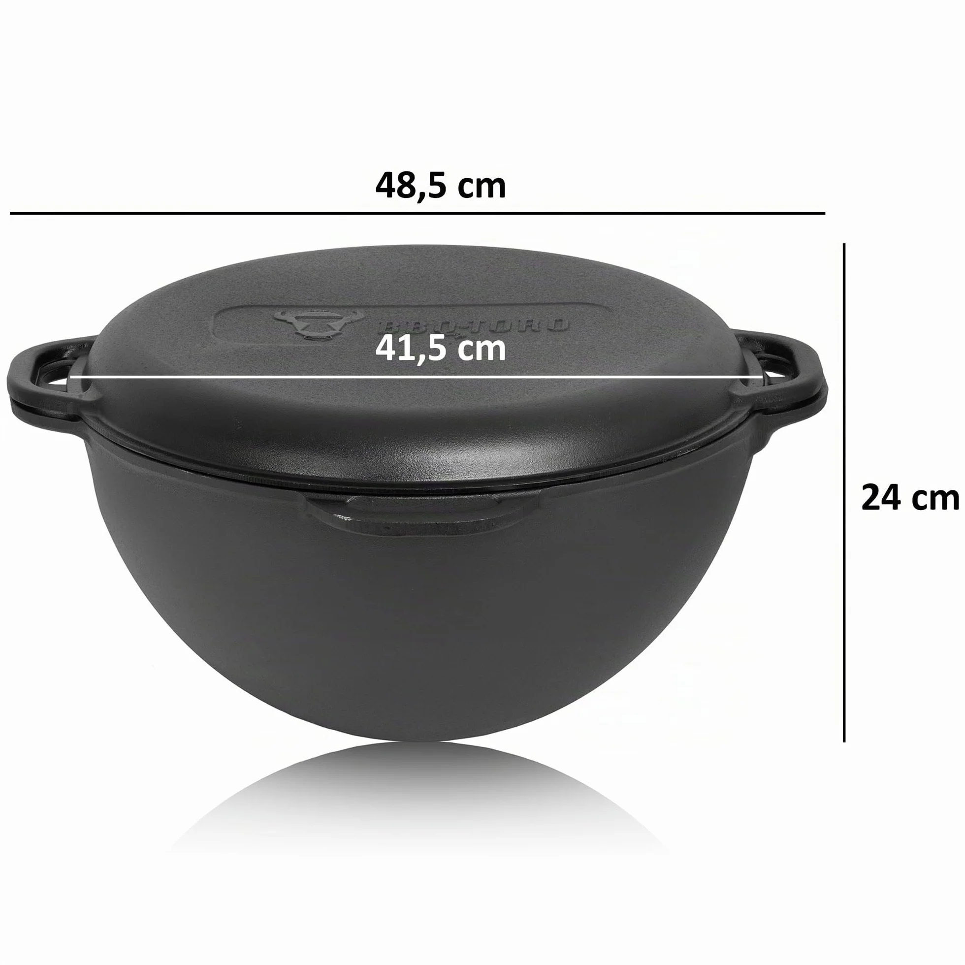 BBQ-Toro Kazan Olla de Hierro Fundido 19 Litros con Estufa Kazan Ø 45 cm | Olla de Hierro Fundido XXL con Tapa | Hervidor de Goulash, Estufa de Exterior | Estufa de Leña, Uchag, Uchak | Camping