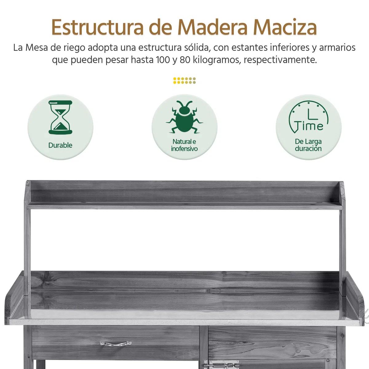 Yaheetech Mesa de Jardinería con cajón Estante Armario de Mesa Plantación 112 x 46,5 x 125 cm Gris