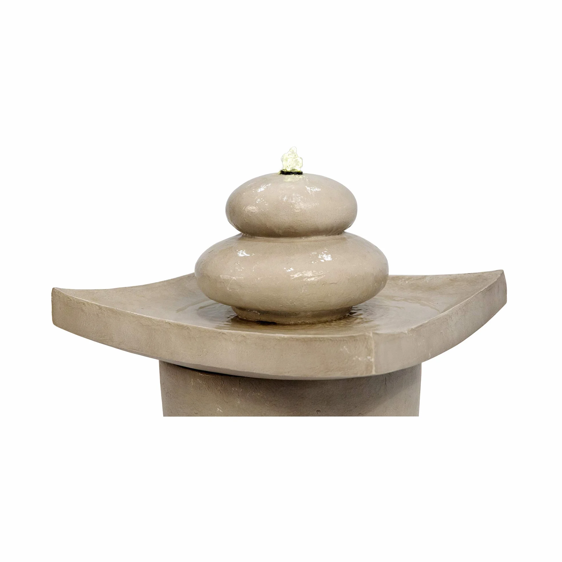 Teamson Home Fuente de Agua del Jardín, Cascada Zen de 2 Niveles con Luces para Exteriores
