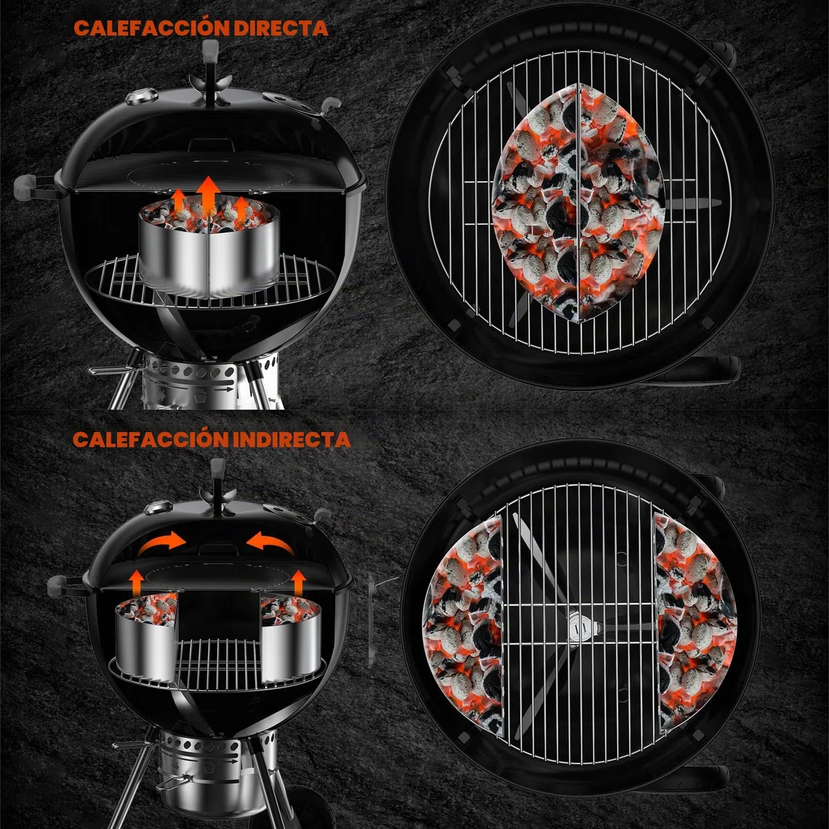 onlyfire Cestas para Carbón|Acero Inoxidable|Portacarbón Apto para Kettle Grill|Accesorios Barbacoa|Gran Capacidad