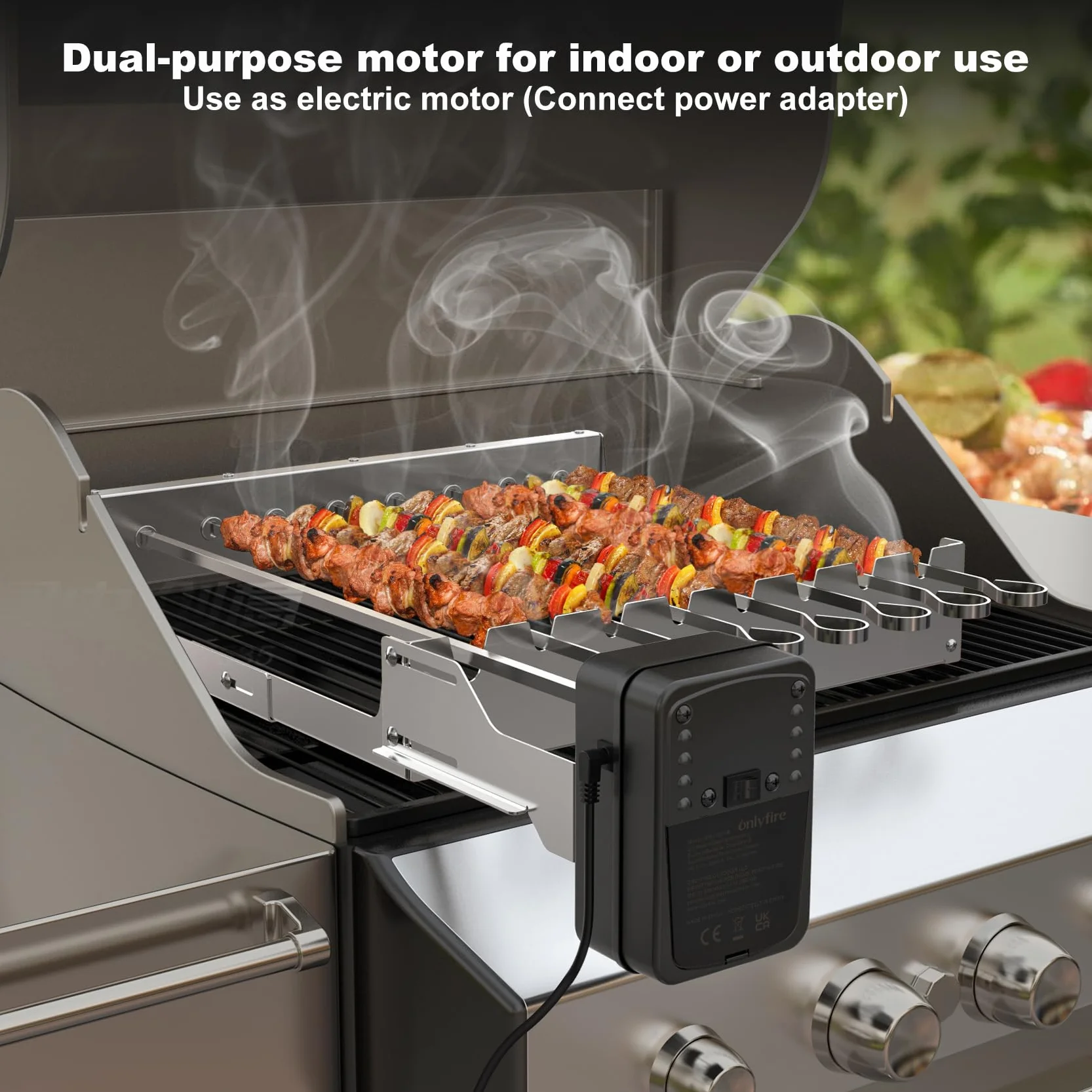 onlyfire Motor para Pincho Giratorio de Barbacoa, 100V ~240V, 3.5W, Velocidad Ajustable