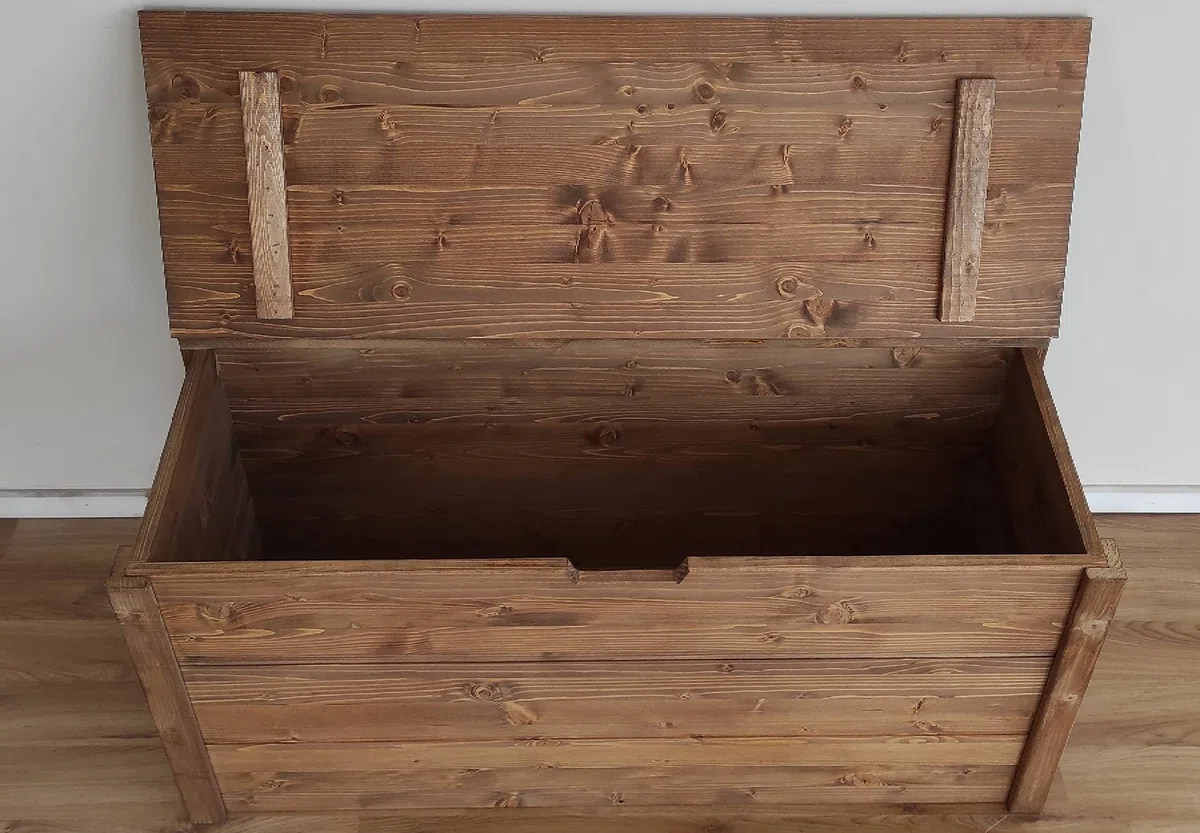 TOTAL WOOD 2012, Arcón de Madera, Natural Impregnada, Modelo Matej, Arcón con Tapa para Interiores y Exteriores (90x45x50, Nogal claro)