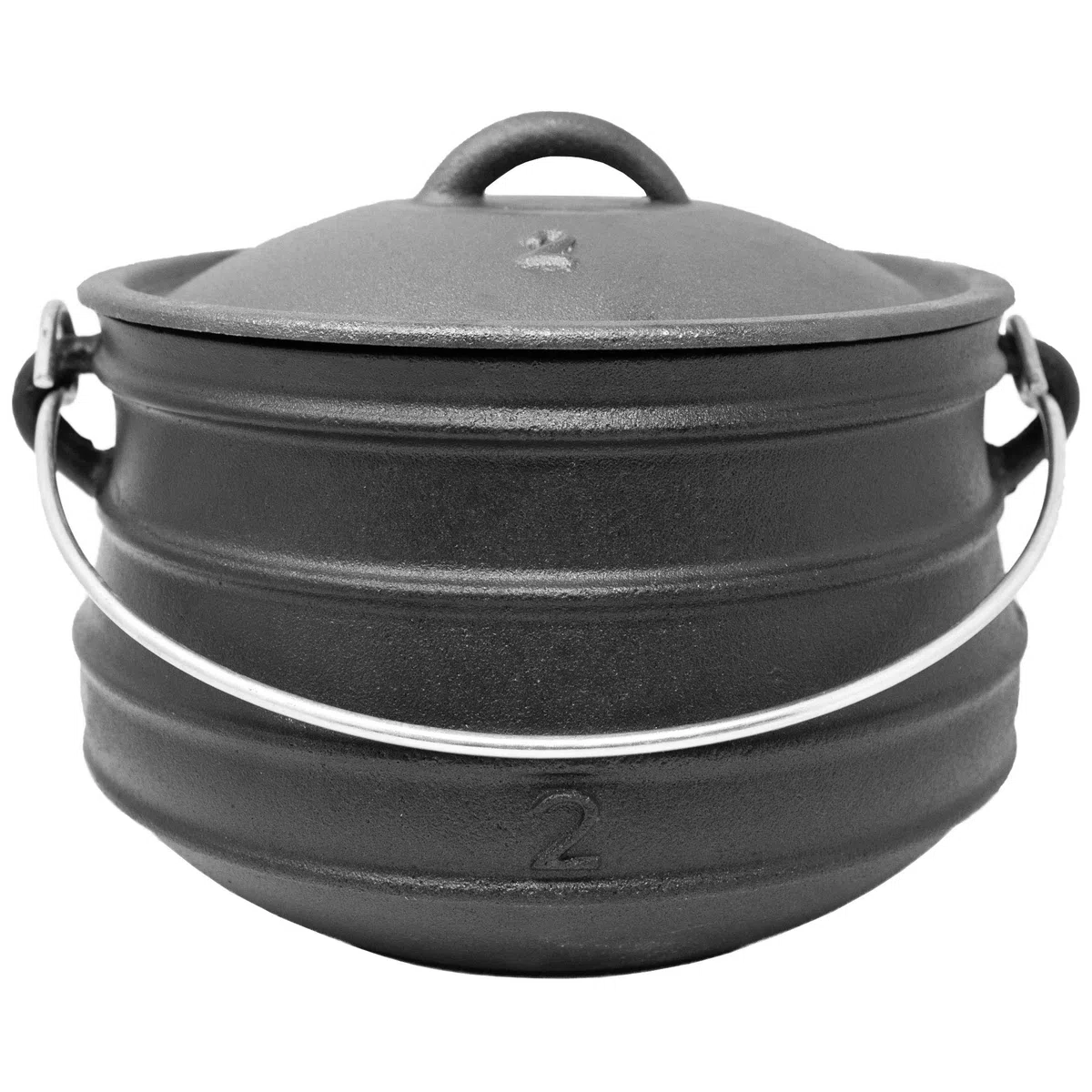 Platpotjie "Beefalo" #2 de hierro fundido, Cazuela tradicional sudafricana de hierro fundido, una variación del horno holandés con tapa y patas, Capacidad: 6 litros