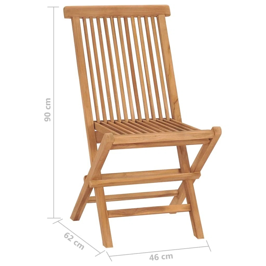 vidaXL 2X Madera Maciza de Teca Sillas de Jardín Asiento Patio Terraza Balcón Comedor Muebles Mobiliario Exterior Duradero Práctico Plegables