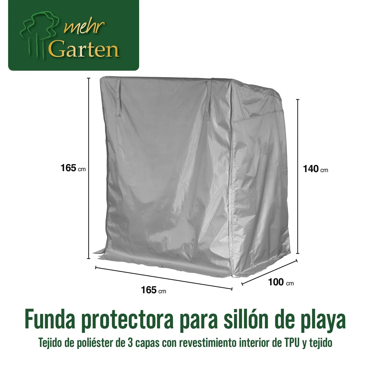 Housse de Protection pour Fauteuil-cabine – Premium Plus XXL (Largeur jusqu'à 165 cm) Winterfest, étanche, respirant – strandkorbabdeckung/garantie 3 ANS/Premium Matériau/& Résiste au Gel UV