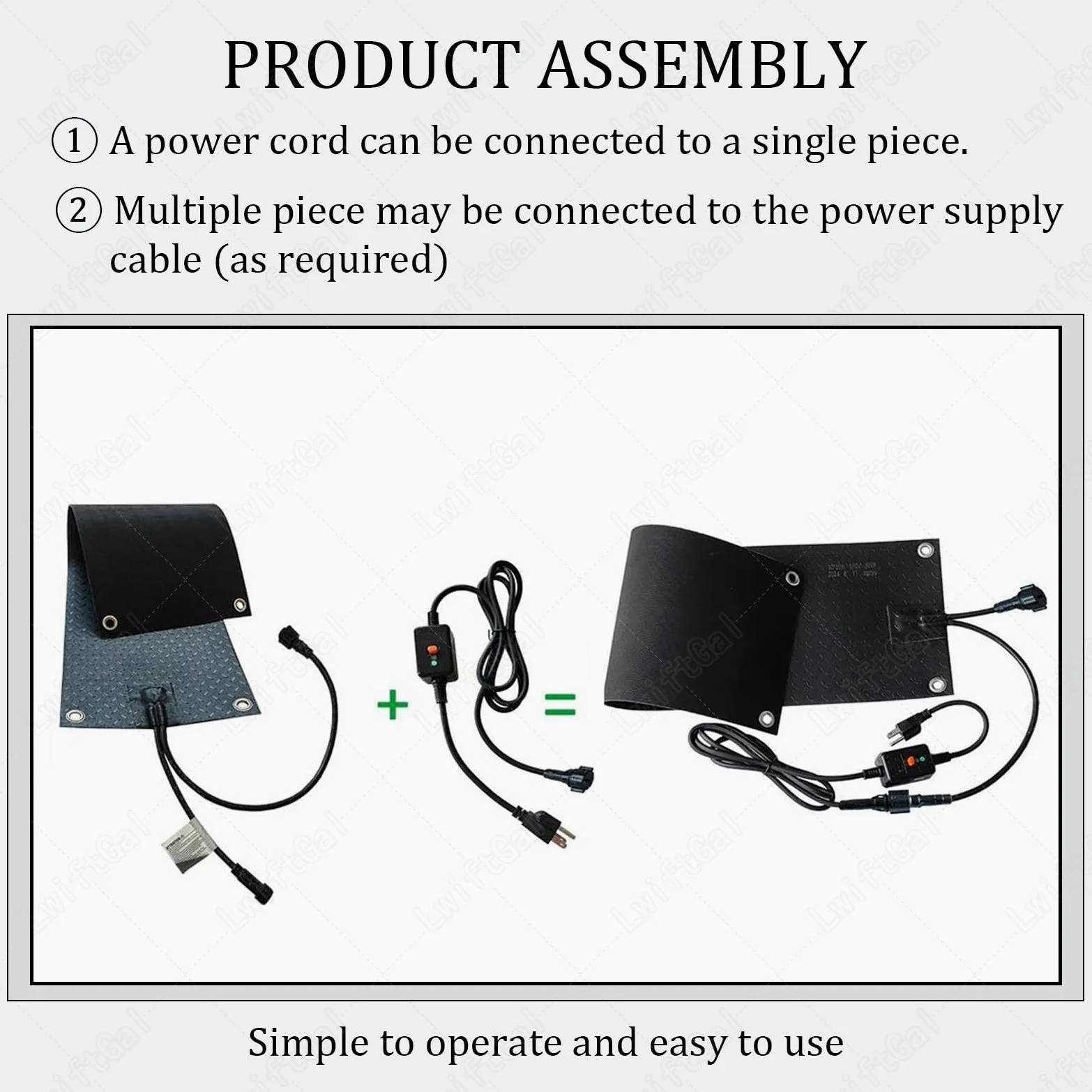 Tapete para Derretir Nieve para Exteriores, Tapetes Calefactados para Derretir Nieve, Alfombra Calefactada Antideslizante para Hielo Y Nieve con Cable De AlimentacióN 5pcs-25 * 76cm