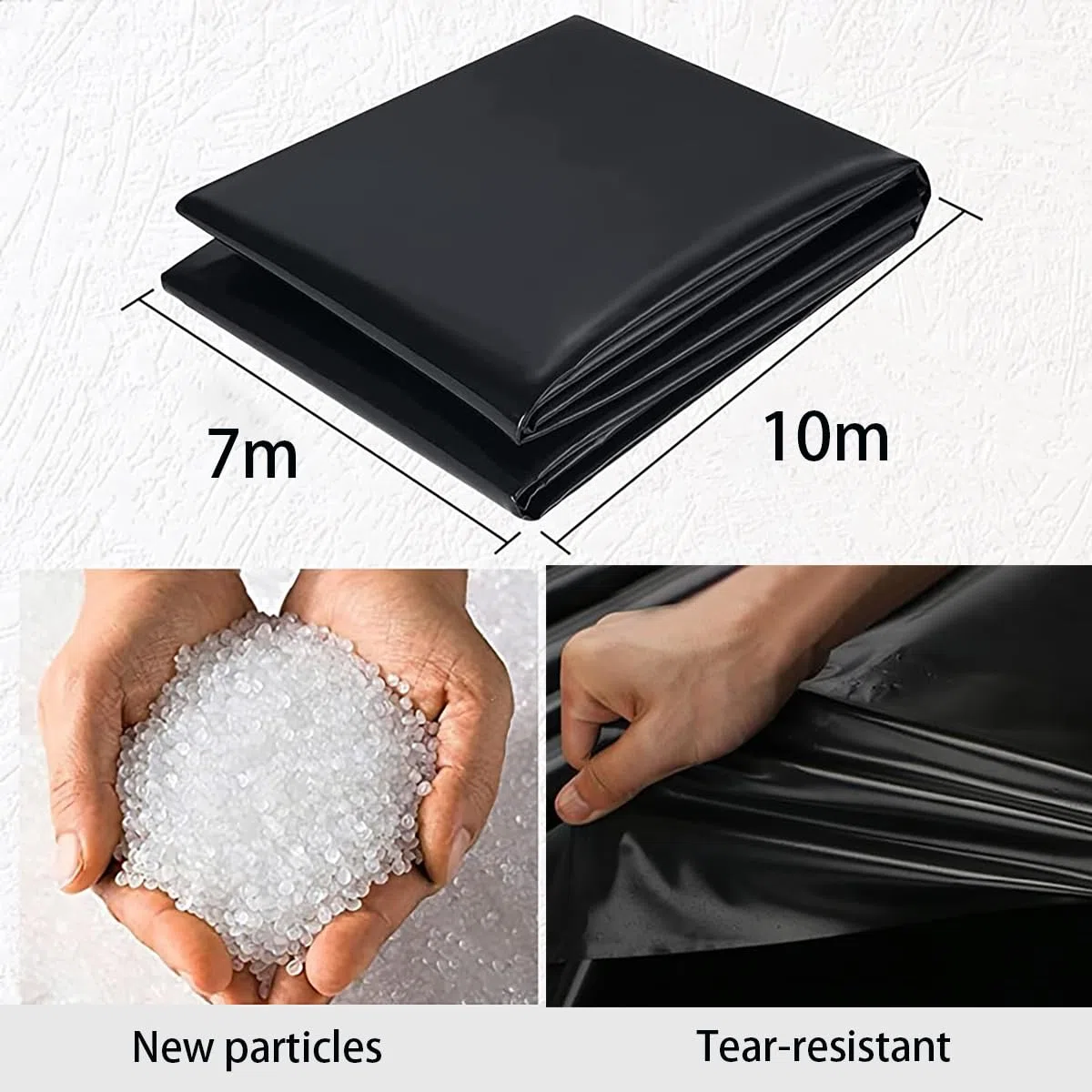 Revestimiento de Estanque de HDPE Revestimiento de Estanque Grande Espesor 0.4mm Membrana Reforzada paisajismo Resistente al desgarro para Fuentes de Agua y Jardines(Size:7mx10m)