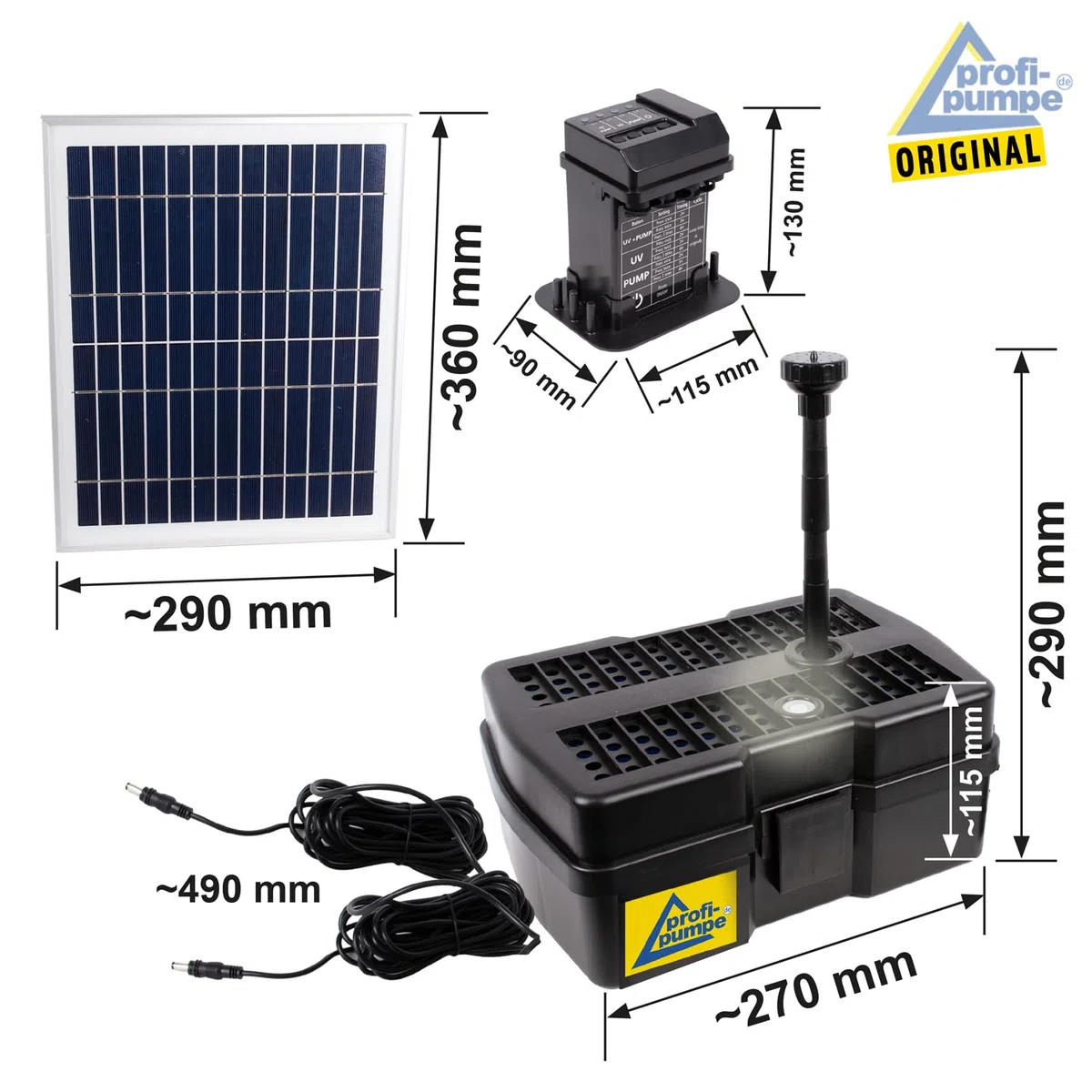 Filtro de estanque Innovadora fuente solar Bomba solar para estanque Fuente solar de agua Juego de bomba solar para estanque de jardín Panel solar en un marco estable (7-SP01126-4-1)