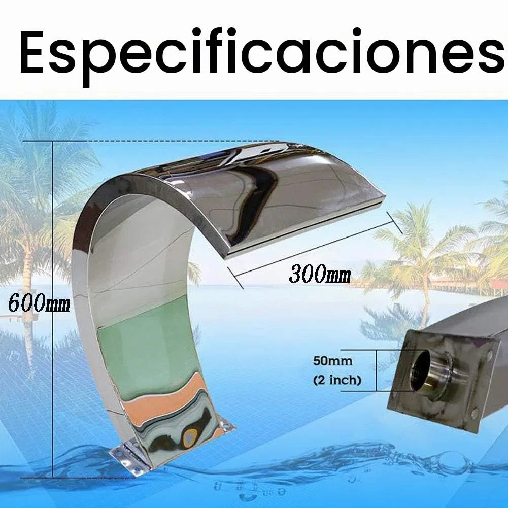Cascada de piscina de acero inoxidable para piscinas y jardines al aire libre