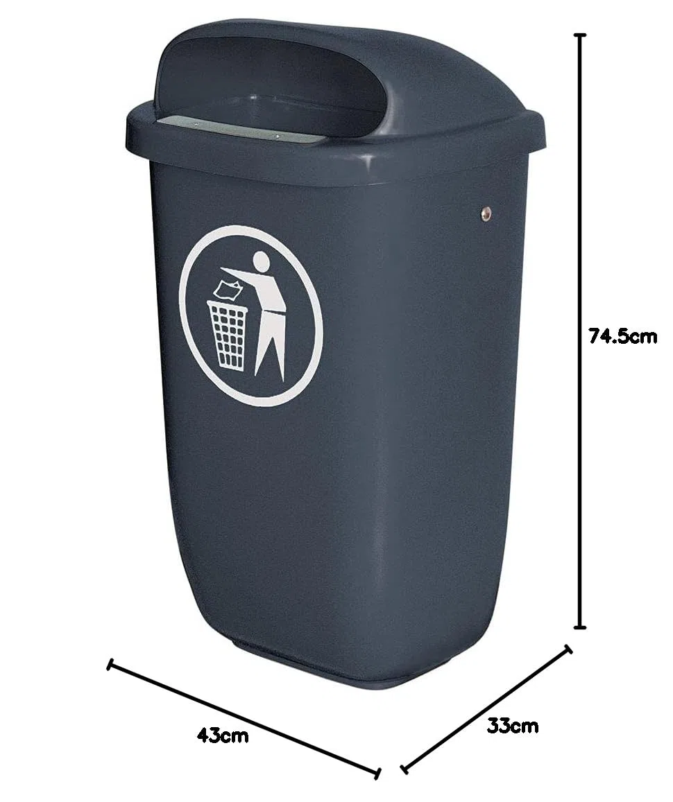 BRB - Cubo de basura para exteriores (50 L, conforme a DIN 30713), color gris