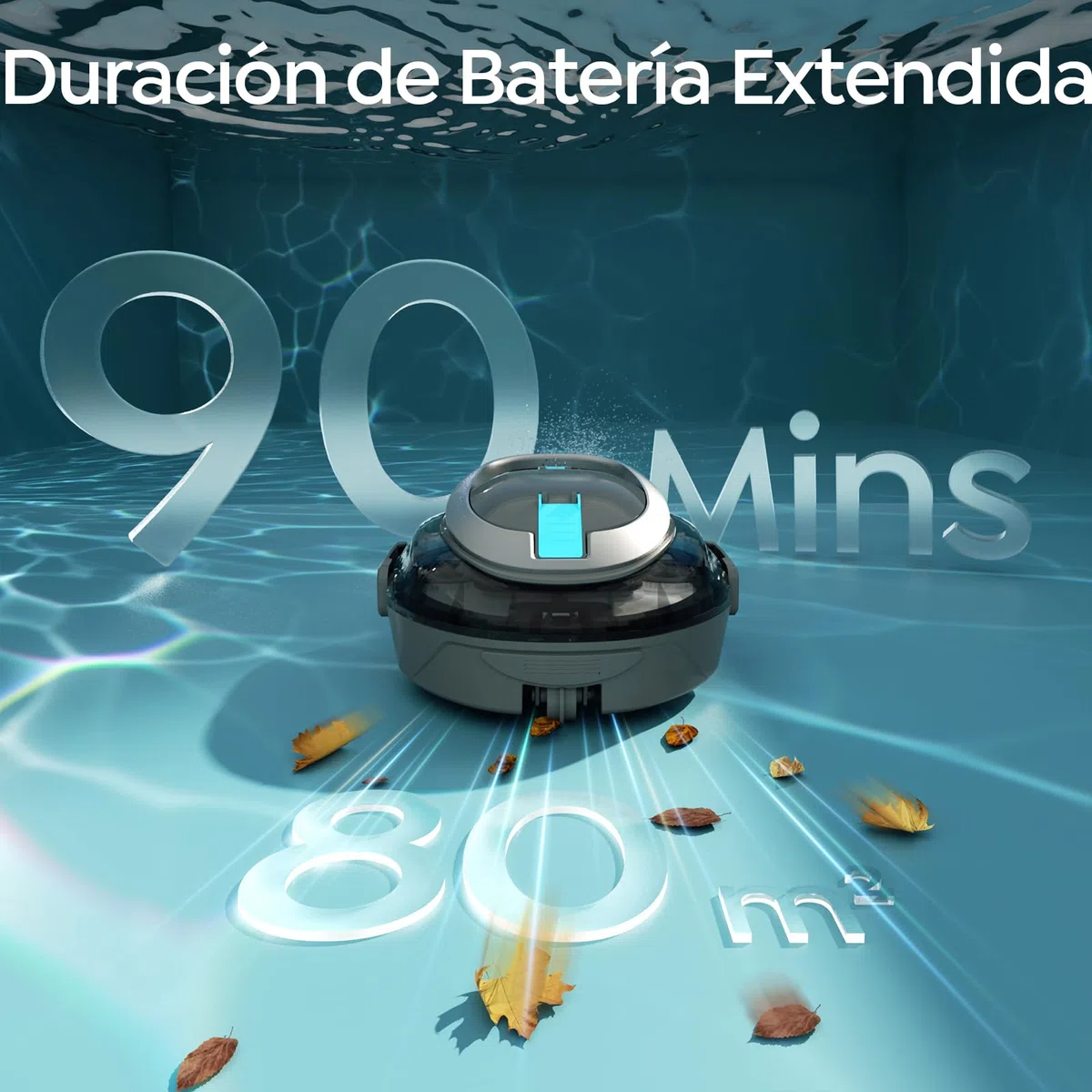 (2026 S2 Robot Piscina, Aspirador Inalámbrico, Doble Filtración, Doble Motor, 90min Limpieza, Autoaparcable, Ideal para Piscinas de Fondo Poco Profundo(Gris)