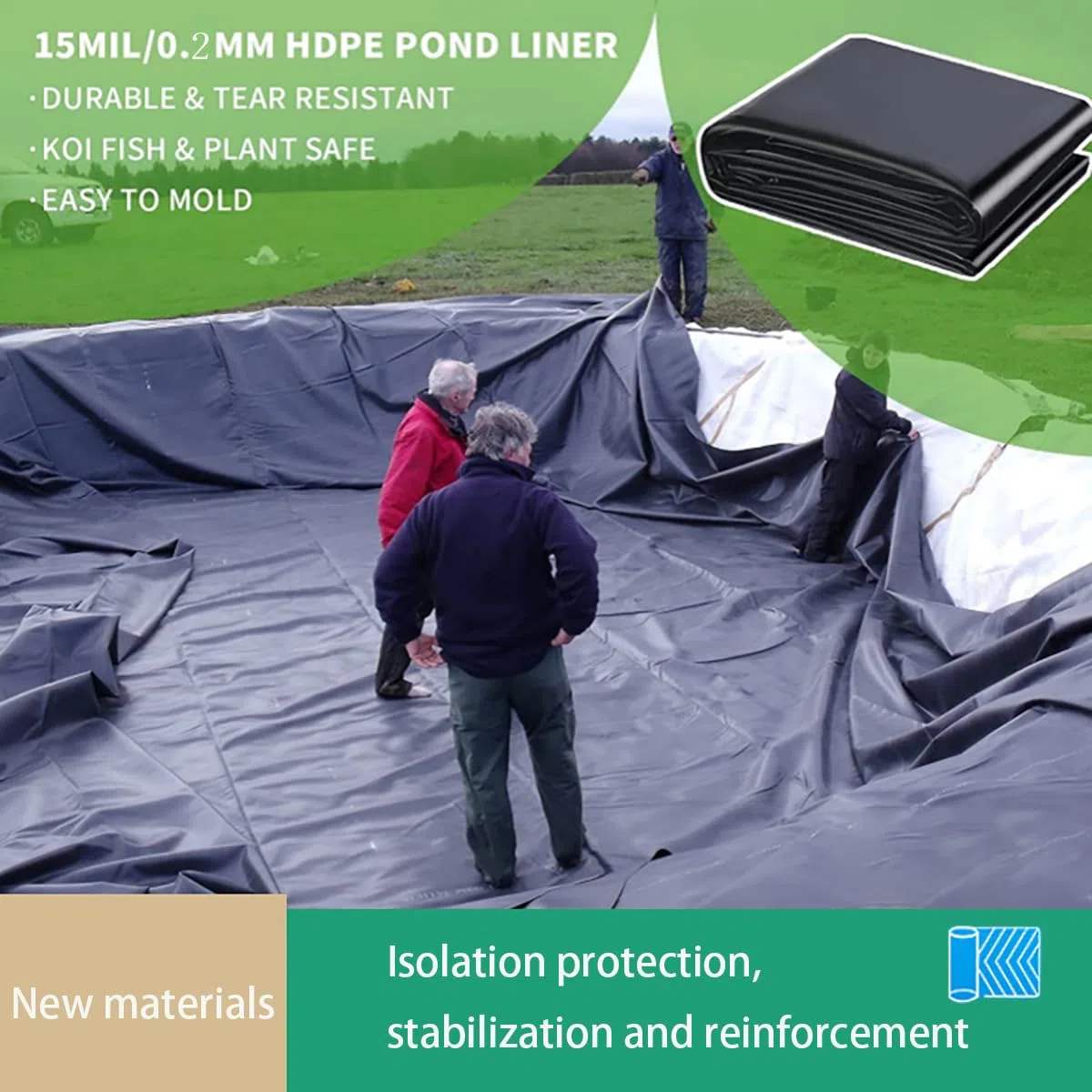 Revestimiento de Estanque de HDPE Revestimiento de Estanque Grande Espesor 0.4mm Membrana Reforzada paisajismo Resistente al desgarro para Fuentes de Agua y Jardines(Size:7mx10m)