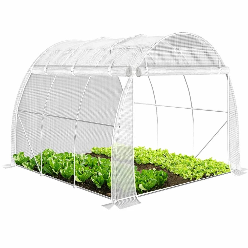 VOUNOT® Invernaderos Jardín, Tunel Invernadero Huerto para Plantas con Paredes Laterales Enrollables, Cubierta PE y Ubo de Acero, Impermeable, 3 x 2 x 2 m, Blanco