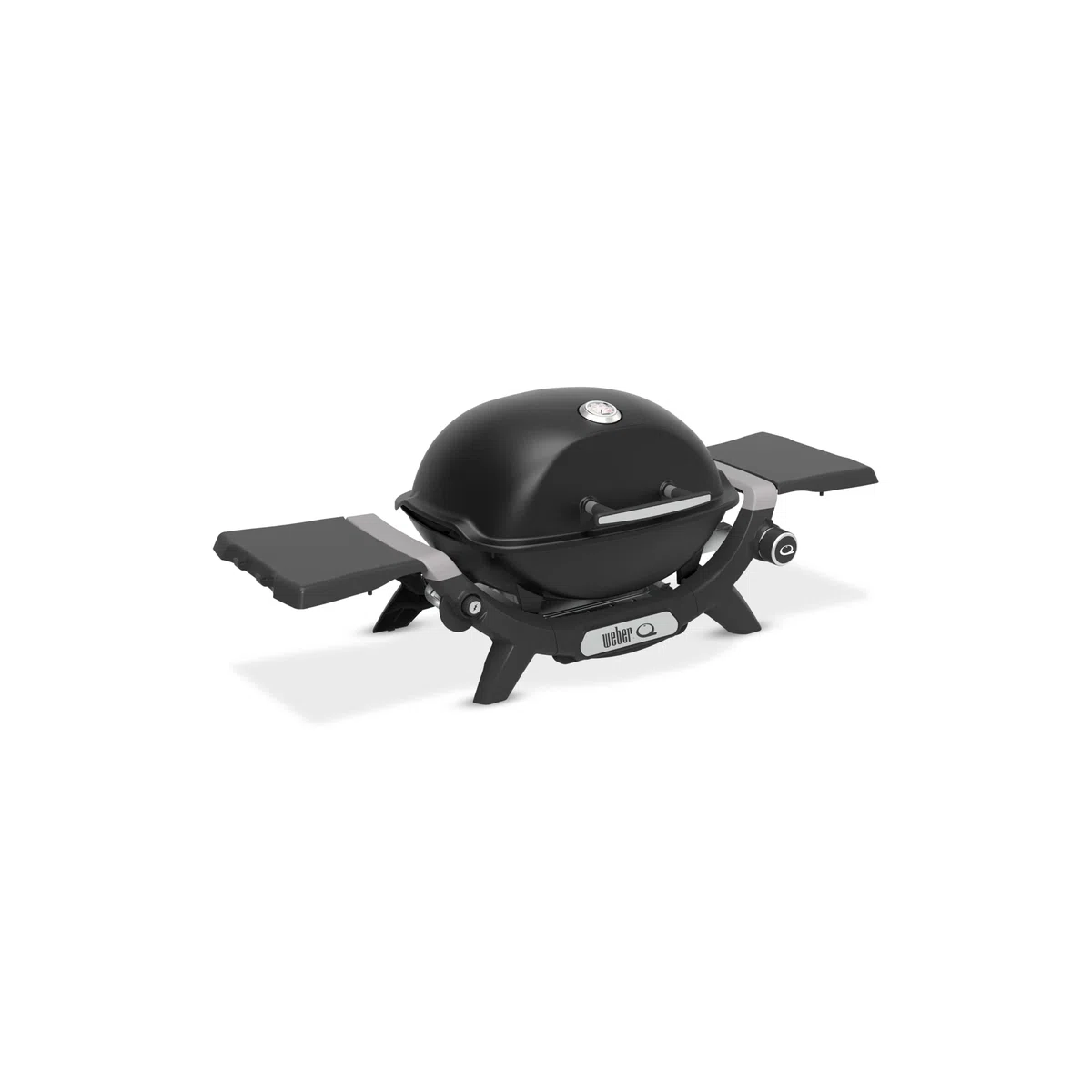 Weber Q 1200N (2026) – Barbacoa de Gas con mesas Laterales, Encendido electrónico, termómetro, 1 Quemador de Acero Inoxidable, compacta, área 43x32 cm, Negro
