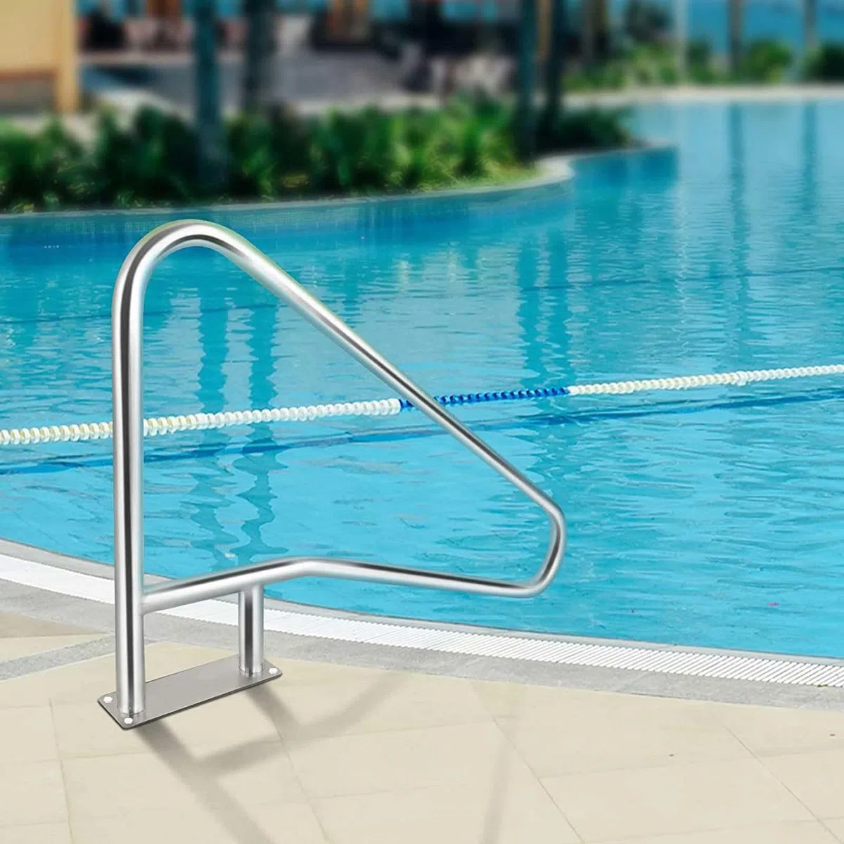 Barandilla de Escalera de Piscina de Acero Inoxidable para Piscina Enterrada Pasamanos Fácil Montaje con Placa Base de Montaje Rápido para Piscina Sauna Parque Acuático Interior y Exterior
