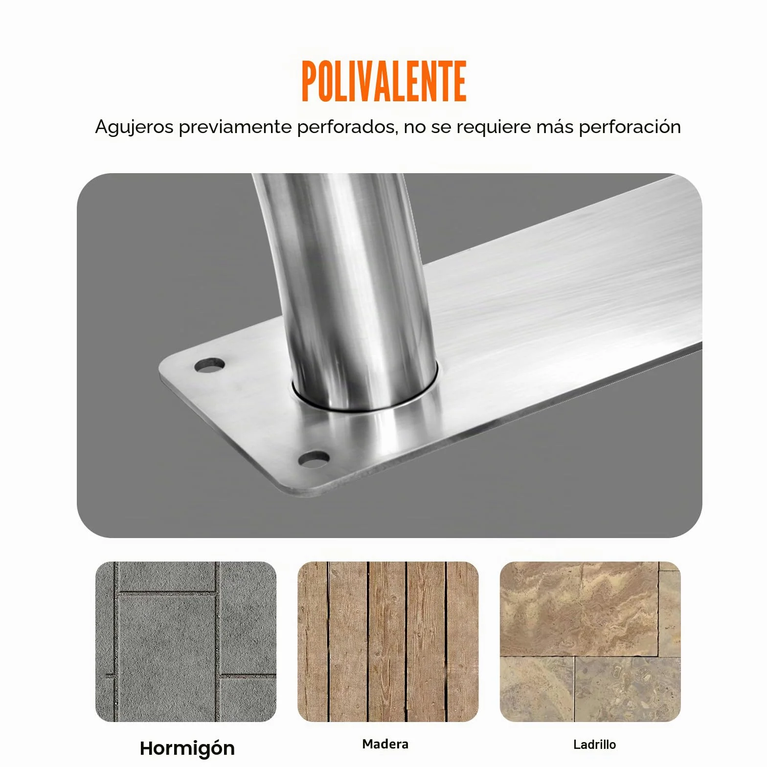 VEVOR Barandilla para Piscina 990 x 100 x 812 mm, Pasamanos para Piscina de Acero Inoxidable con Placa Base Barra de Seguridad Antioxidante para Piscinas, Interiores, Exteriores, Terrazas, Spas