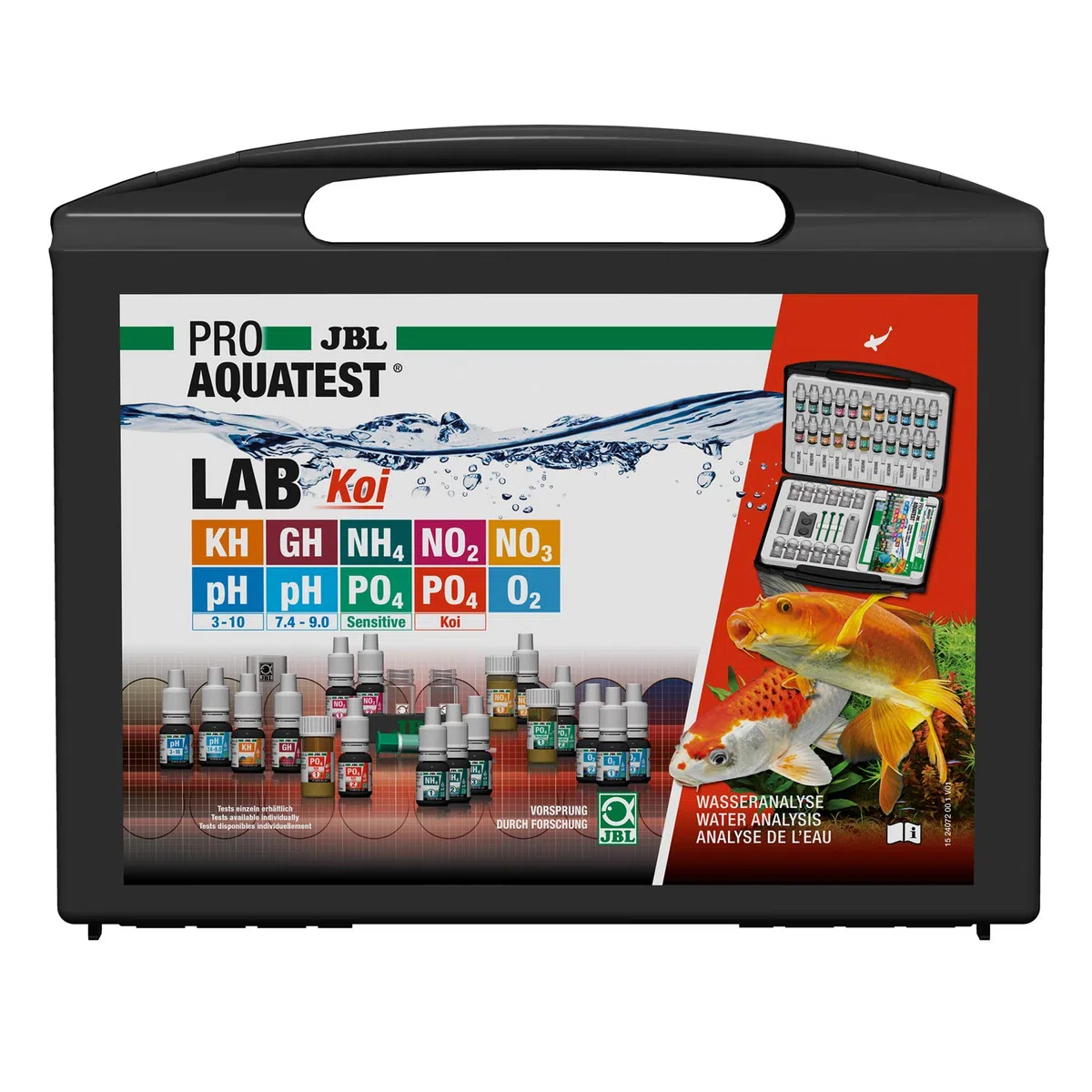 JBL PROAQUATEST Lab Koi - Maletín de Prueba de Agua con 10 Pruebas y Accesorios para estanques de jardín
