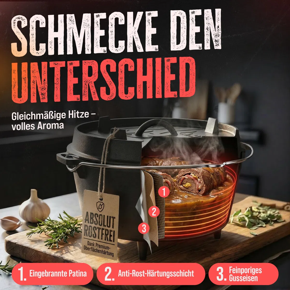 AMZBBQ Premium Dutch Oven - Olla con patas (9 litros)