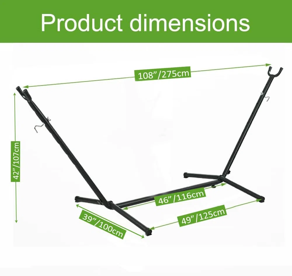 Goutime Hamaca Doble de 2,6 m con Soporte, 250kg de Capacidad, Incluye Bolsa de Transporte portátil,Adecuado para Patios Interiores, terrazas, Patios, Balcones (Azul-Verde)