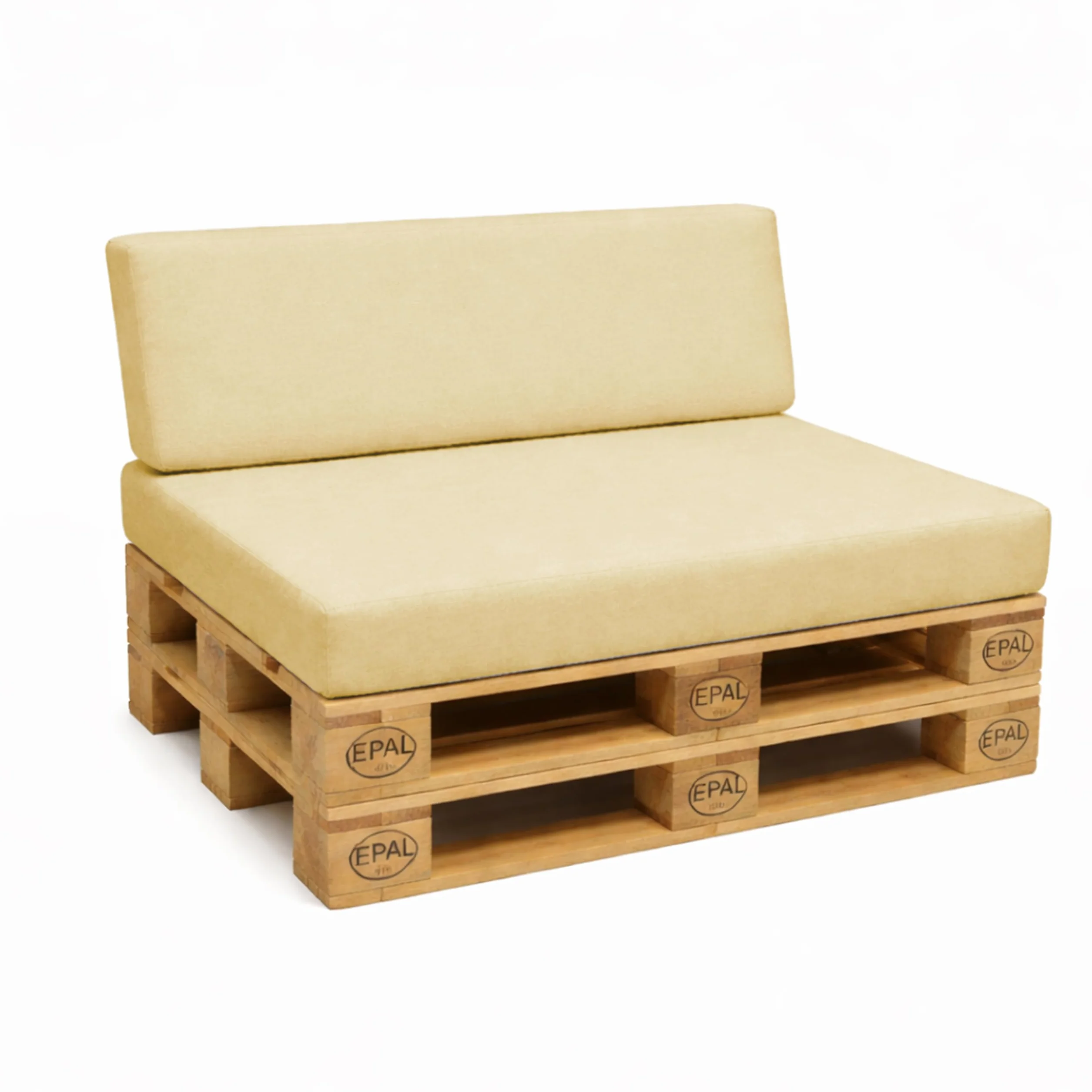 POKAR Set de 2 Cojines para Palets Impermeable | 1x Asiento 120x80 + 1x Respaldo 120x40 para Sofá de Jardín | Fundas Desenfundables | Ideal para Europalés | Fabricado en UE | Oeko-Tex | Beige