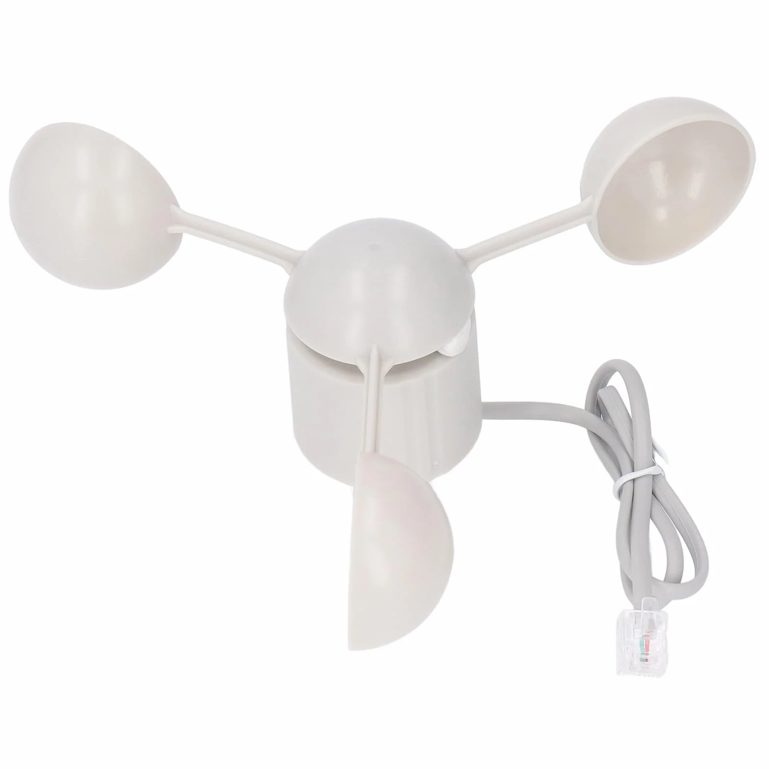 Kit de Medidor Meteorológico, Anemómetro de Copa de Veleta, Anemómetro, Taza de Sensor de Medición de Velocidad, Conector RJ11, 3 Tazas, Medidor de Dirección del Viento para