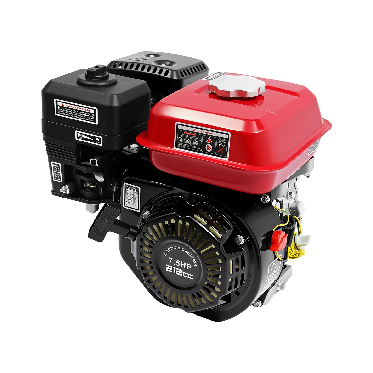 Motor de cuatro tiempos, 4000W, 7.5HP, 3600rpm motor gasolina, motor industrial de 4 tiempos, motor de 1 cilindro con eje de 20 mm de diámetro, alarma de aceite, OHV, eje horizontal
