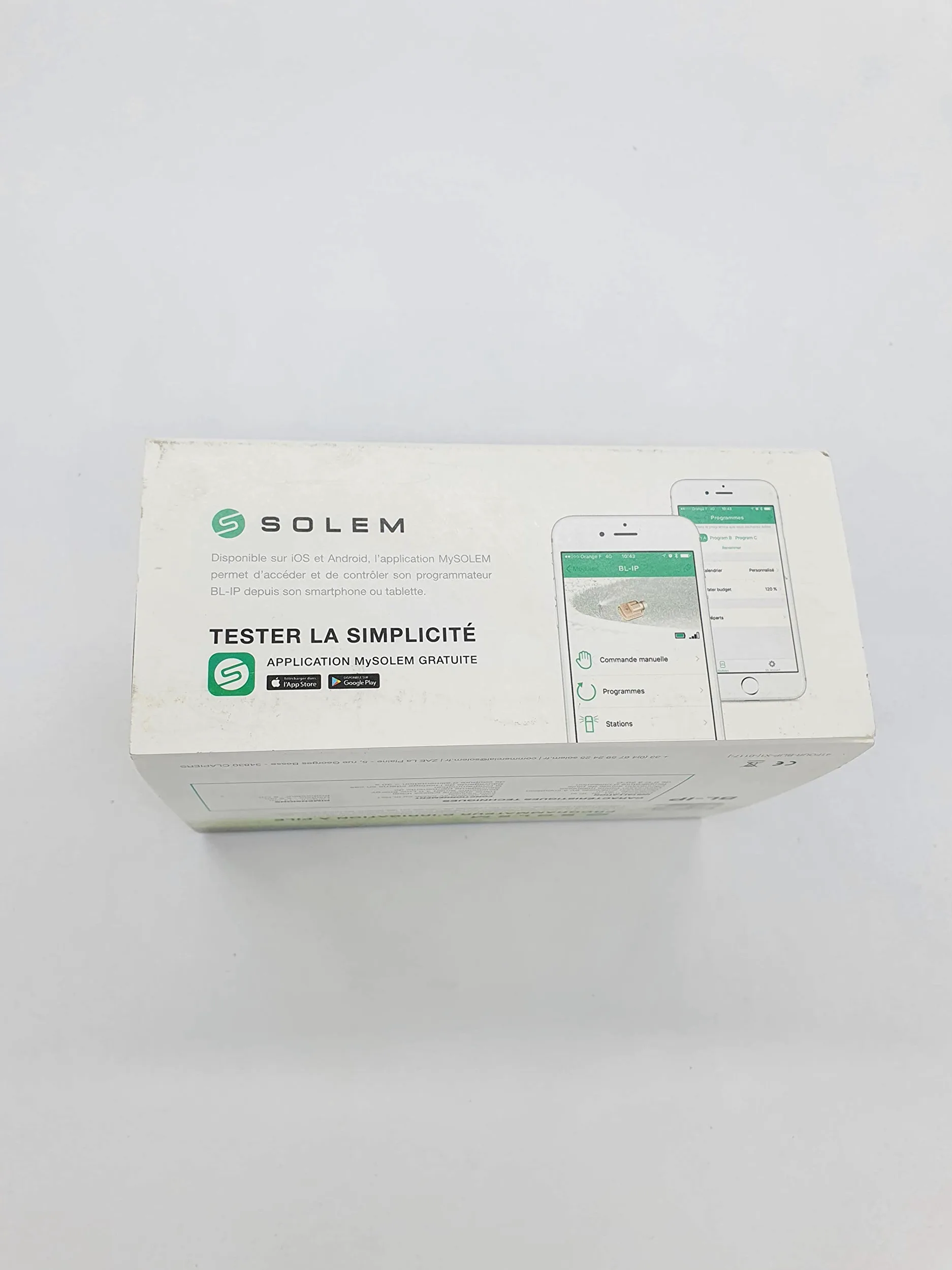 Programador de riego a pilas 9V modelo BL IP4, con conexión Bluetooth de alcance hasta 10 metros, resistente al agua para 4 estaciones, color blanco, 14 x 9 x 5,5 cm (referencia: Solem BL-IP4)