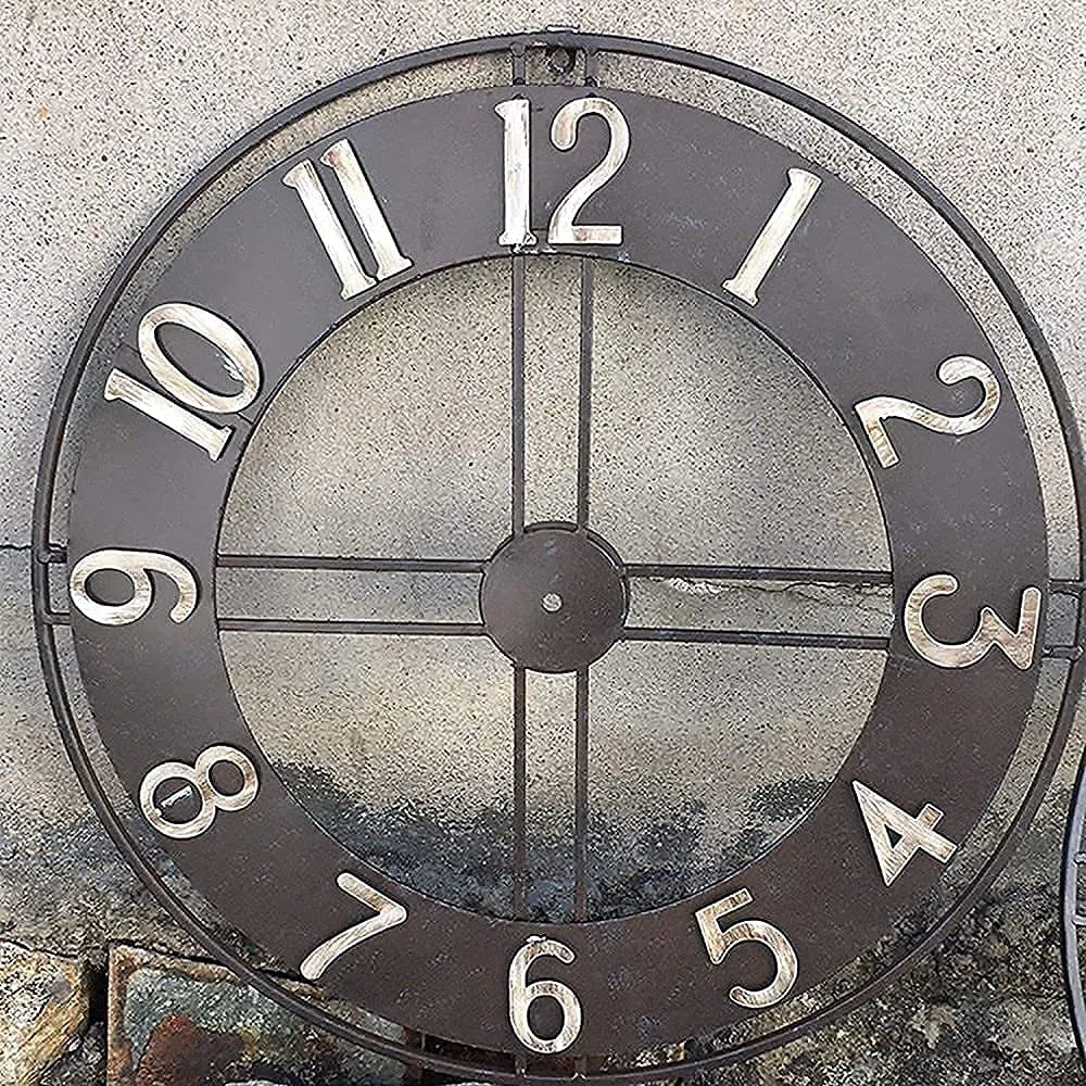 SBTXHJWCGLD Reloj de Pared Grande para jardín al Aire Libre de 60 cm, Reloj de jardín de Cara Abierta de Metal, Resistente al Agua, para Exteriores, Interior, para Sala de Estar, Moderno, giga