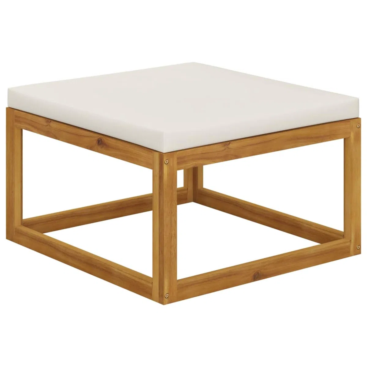Reposapiés con cojín, Taburete Terraza, Taburete De Jardin, Reposapies Sofa, Taburete Reposapies, Taburetes Bajos, Blanco Crema Madera Maciza de Acacia