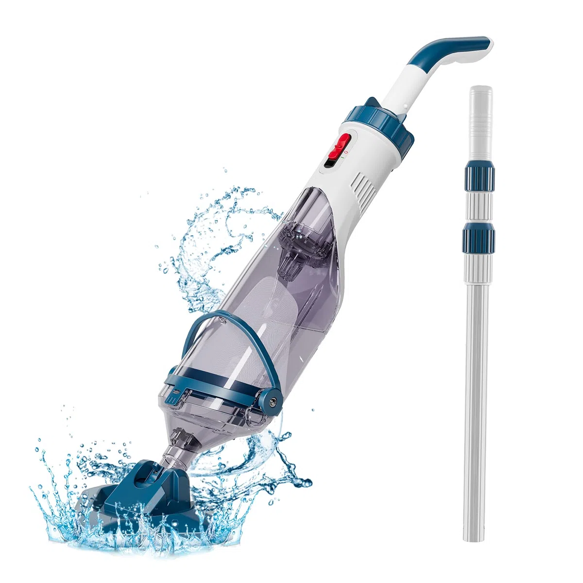 Enhulk Aspirador de Piscina con batería, hasta 60 Minutos de autonomía, Aspirador de Piscina con pértiga telescópica, succión de 4200 l/h, Ideal para Piscinas elevadas, spas y más, Azul